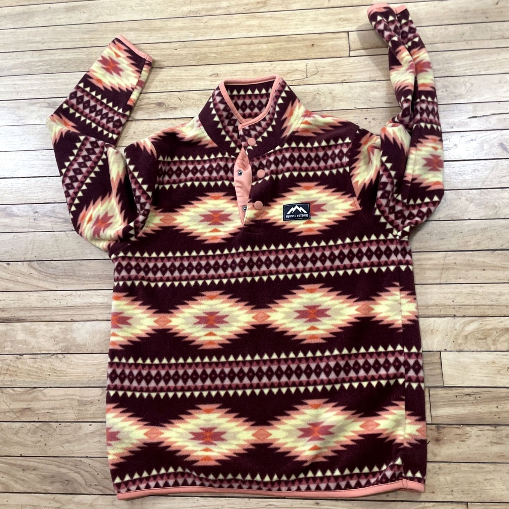 Vintage MASSIVE OUTDOOR Snap Sherpa Fleece Mens S Red Orange Tribal Aztec Southwest Jacket Mens Snap Fleece Outdoor Aztec Southwest Red Sportswear Size US S / EU 44-46 / 1 - 4 Thumbnail