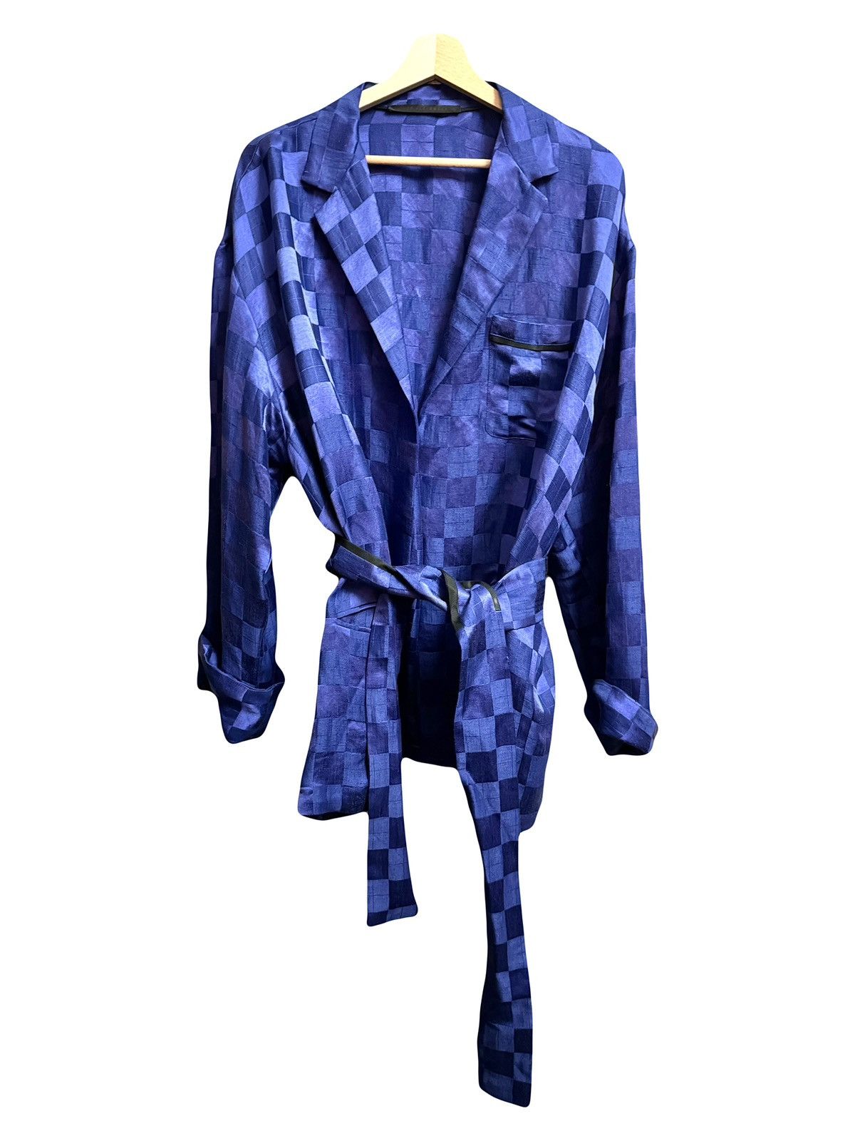 haider Ackermann bleu silk jacquard kimono jacket 36