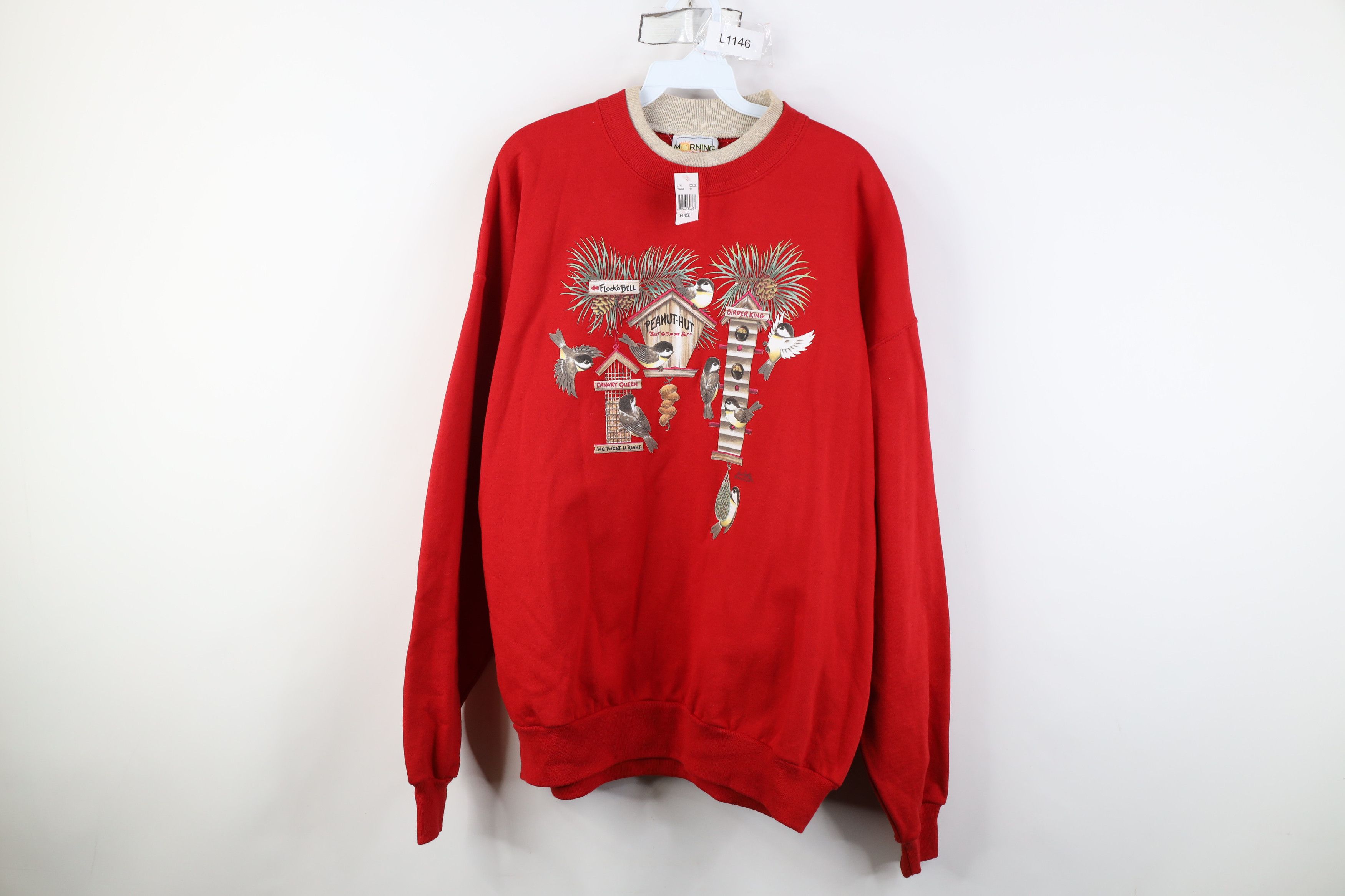 Vintage Deadstock Vintage 90s Christmas Nature Bird Sweatshirt Red Size XL / US 12-14 / IT 48-50 - 1 Thumbnail