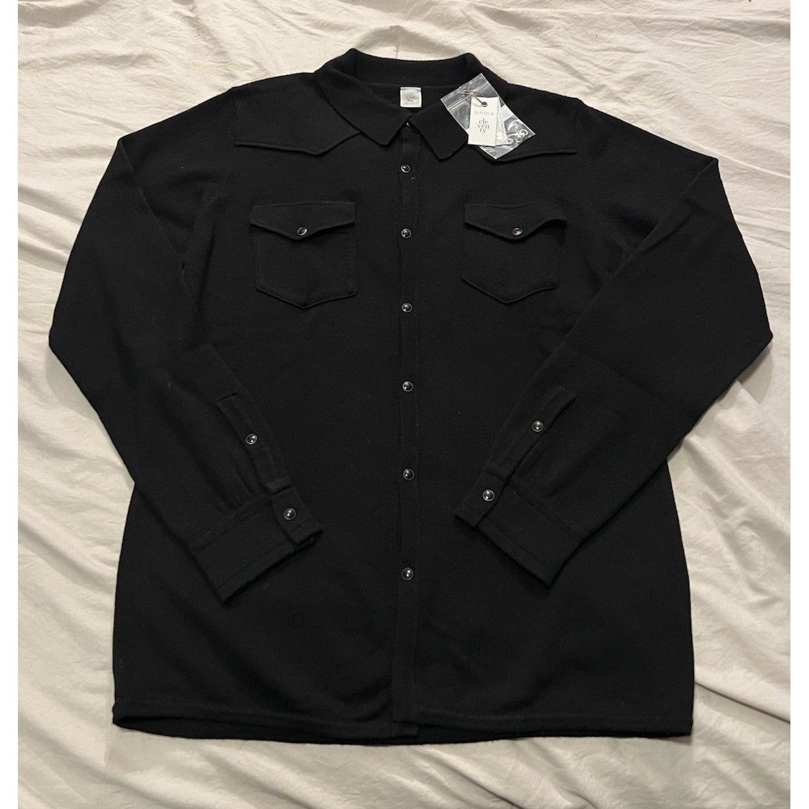 Eleventy Eleventy Platinum Knit Overshirt Size US M In Black Cashmere Size US M / EU 48-50 / 2 - 1 Thumbnail