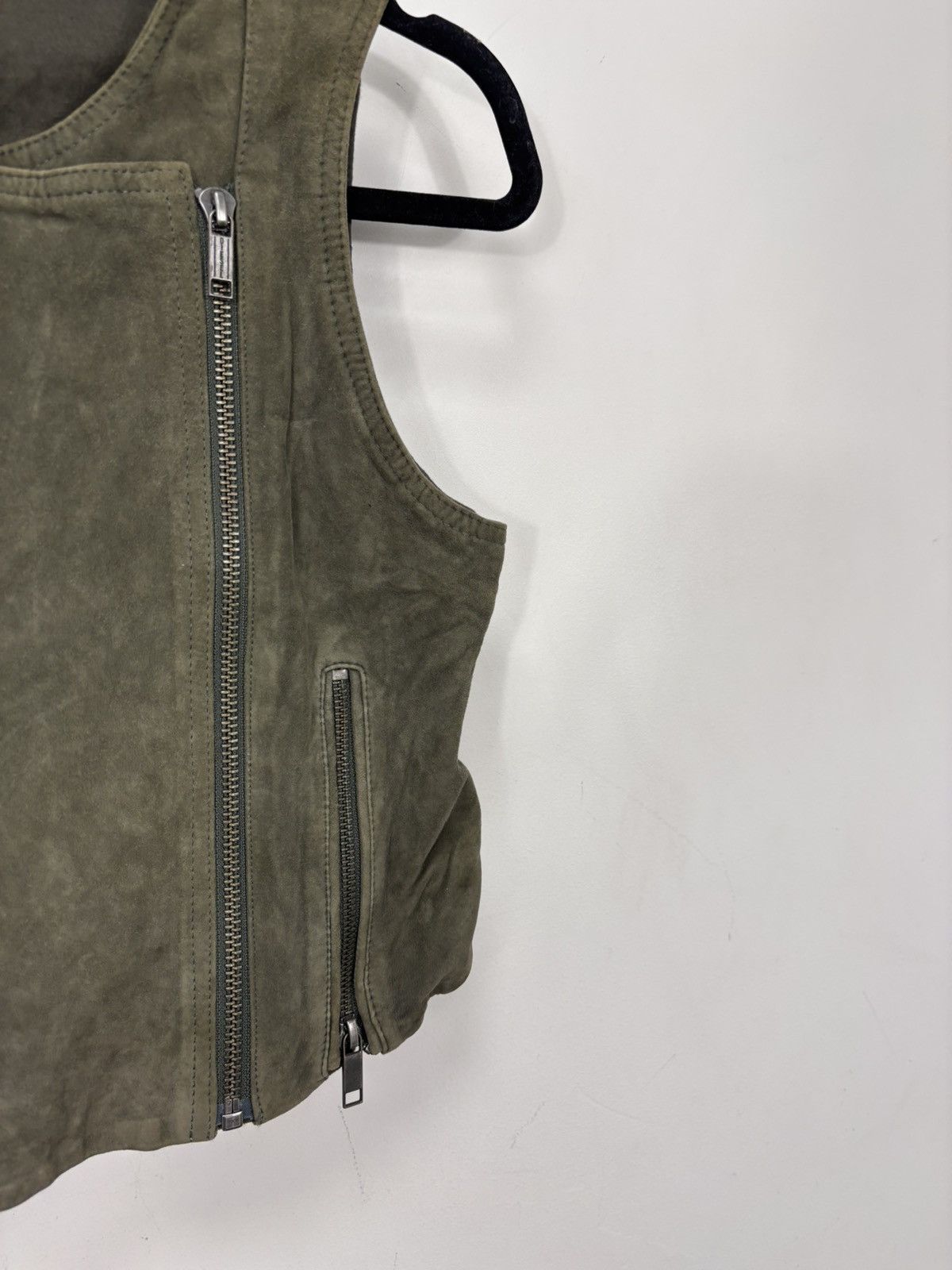 Diesel Diesel L-Zoe NWT Women’s Olive Green Leather Vest Jacket Size S / US 4 / IT 40 - 4 Thumbnail