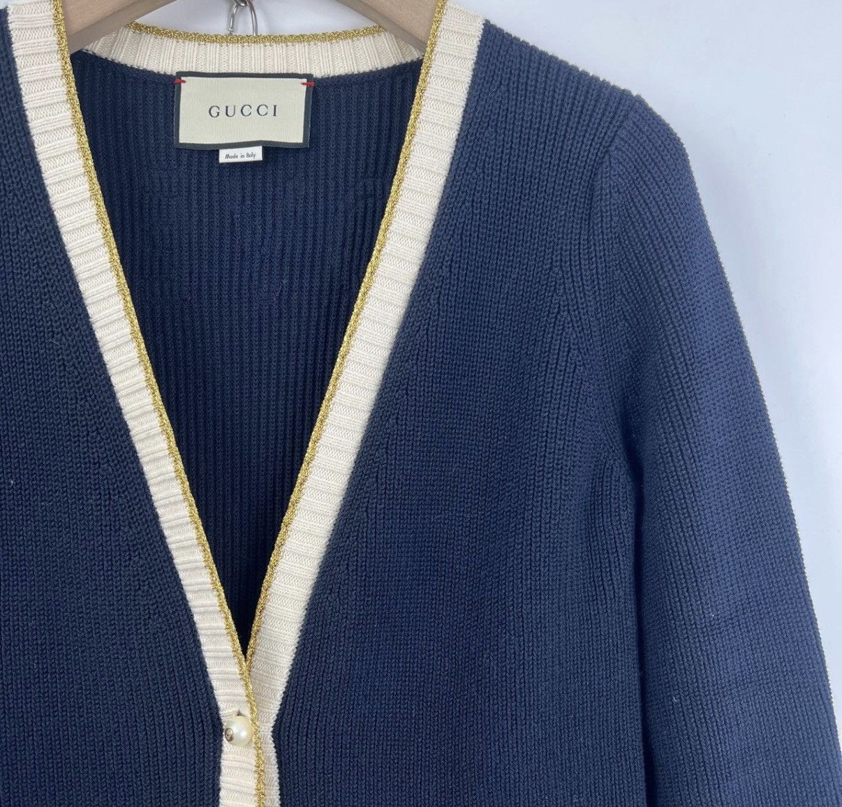 Gucci Gucci/Gold Thread Pearl Button Knit Cardigan K12 Size XS / US 0-2 / IT 36-38 - 5 Thumbnail