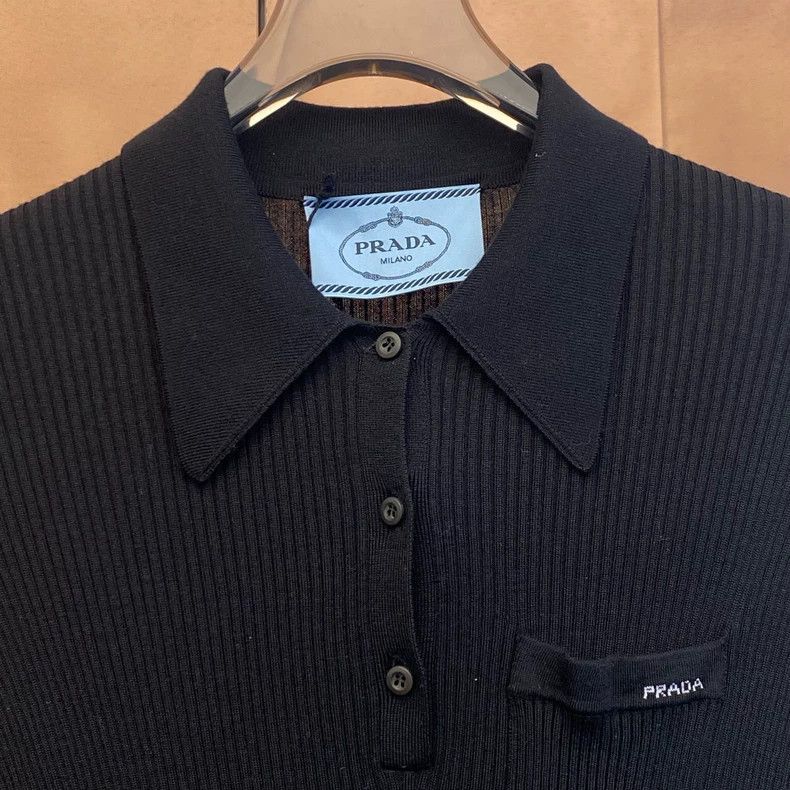 Prada Prada Black letter logo knitted stitching pleated dress 250 Size S / US 4 / IT 40 - 3 Thumbnail