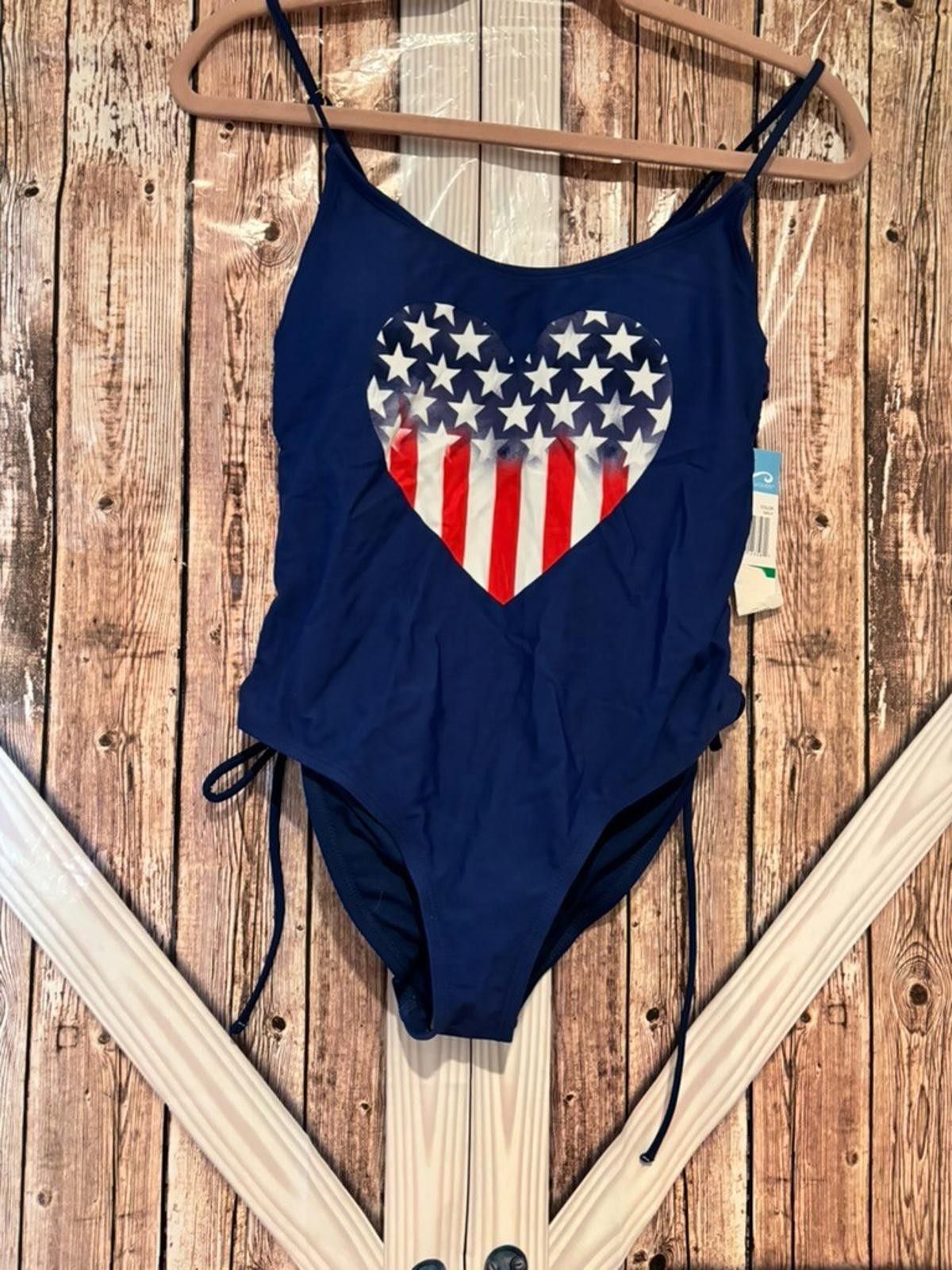 Designer Juniors girls California Waves size L blue bathing suit new Size ONE SIZE - 1 Thumbnail
