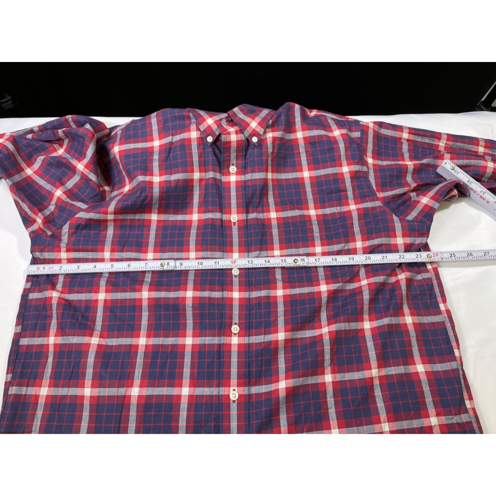 L.L. Bean L.L.Bean SKU 7658 Mens Red and Blue Plaid Long Sleeve Button Size US L / EU 52-54 / 3 - 3 Thumbnail