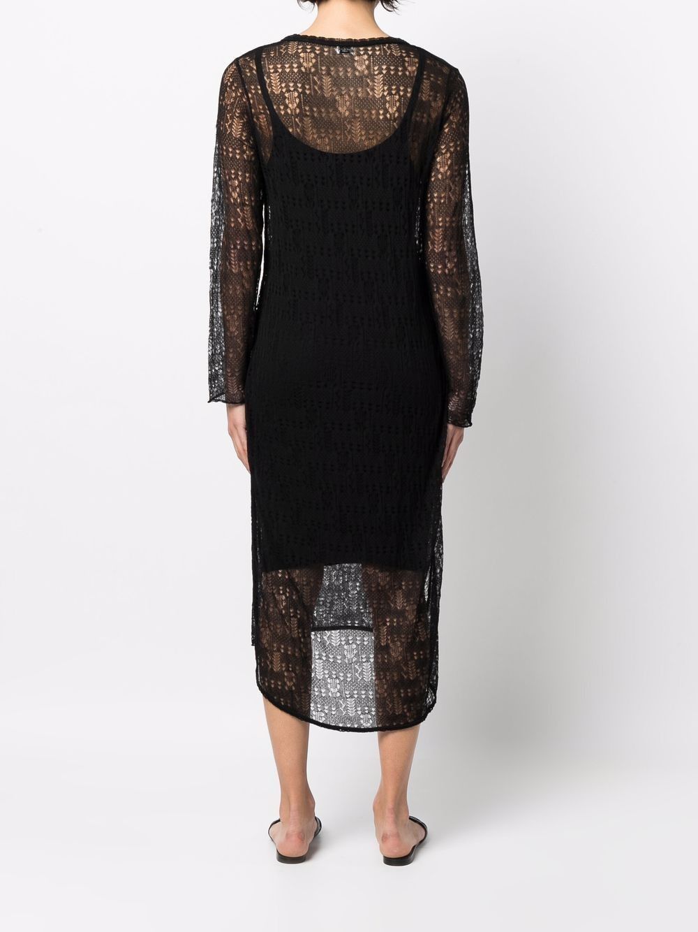 Saint Laurent Paris o1s1wg110425 687936 Open-Knit Long-Sleeved Tunic Dress Black Size M / US 6-8 / IT 42-44 - 4 Thumbnail