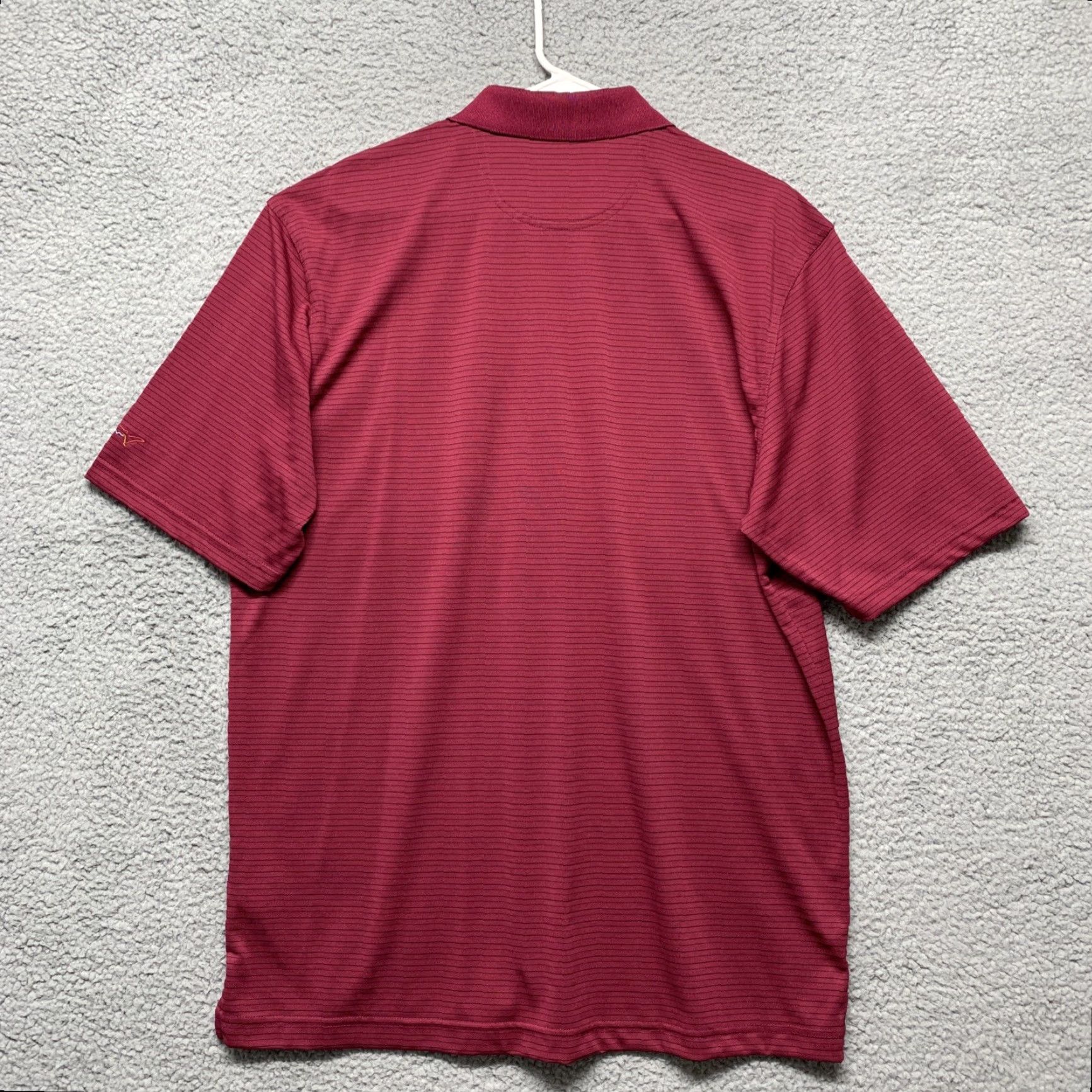 Vintage Greg Norman Polo Shirt Mens Large Burgundy Striped Playdry Jersey LG Size US L / EU 52-54 / 3 - 4 Thumbnail
