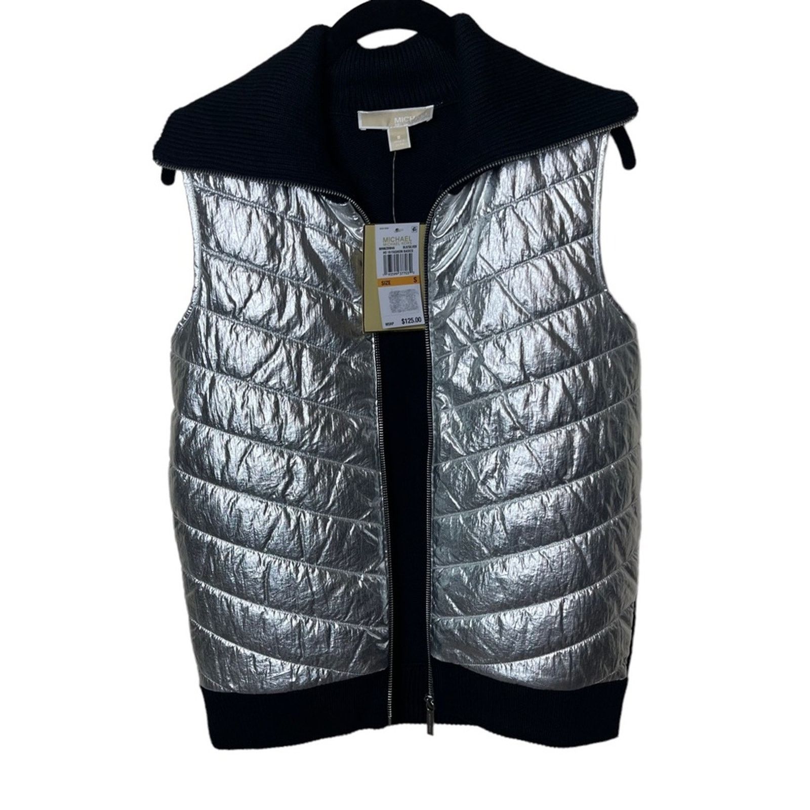 Michael Kors Michael Kors Puffer Foil Front Sweater Vest Silver Small Size S / US 4 / IT 40 - 4 Thumbnail