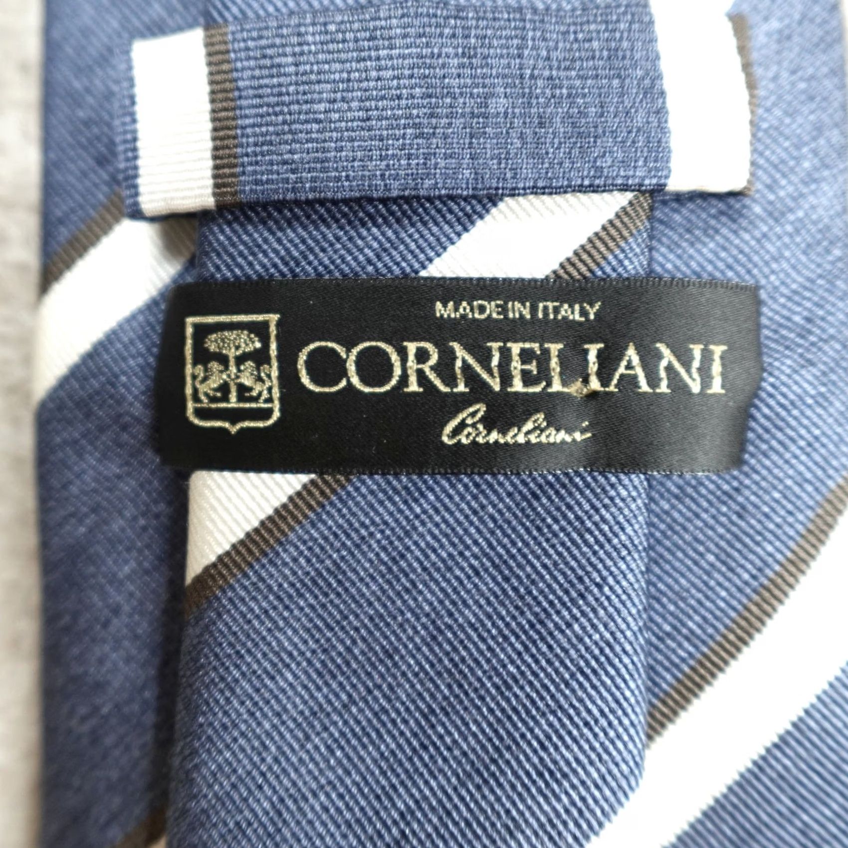 Corneliani Corneliani Tie Blue Striped Repp Silk Made in Italy Men Classic 57-60 Adjustable Handmade Silk Tie Mens Size ONE SIZE - 7 Thumbnail
