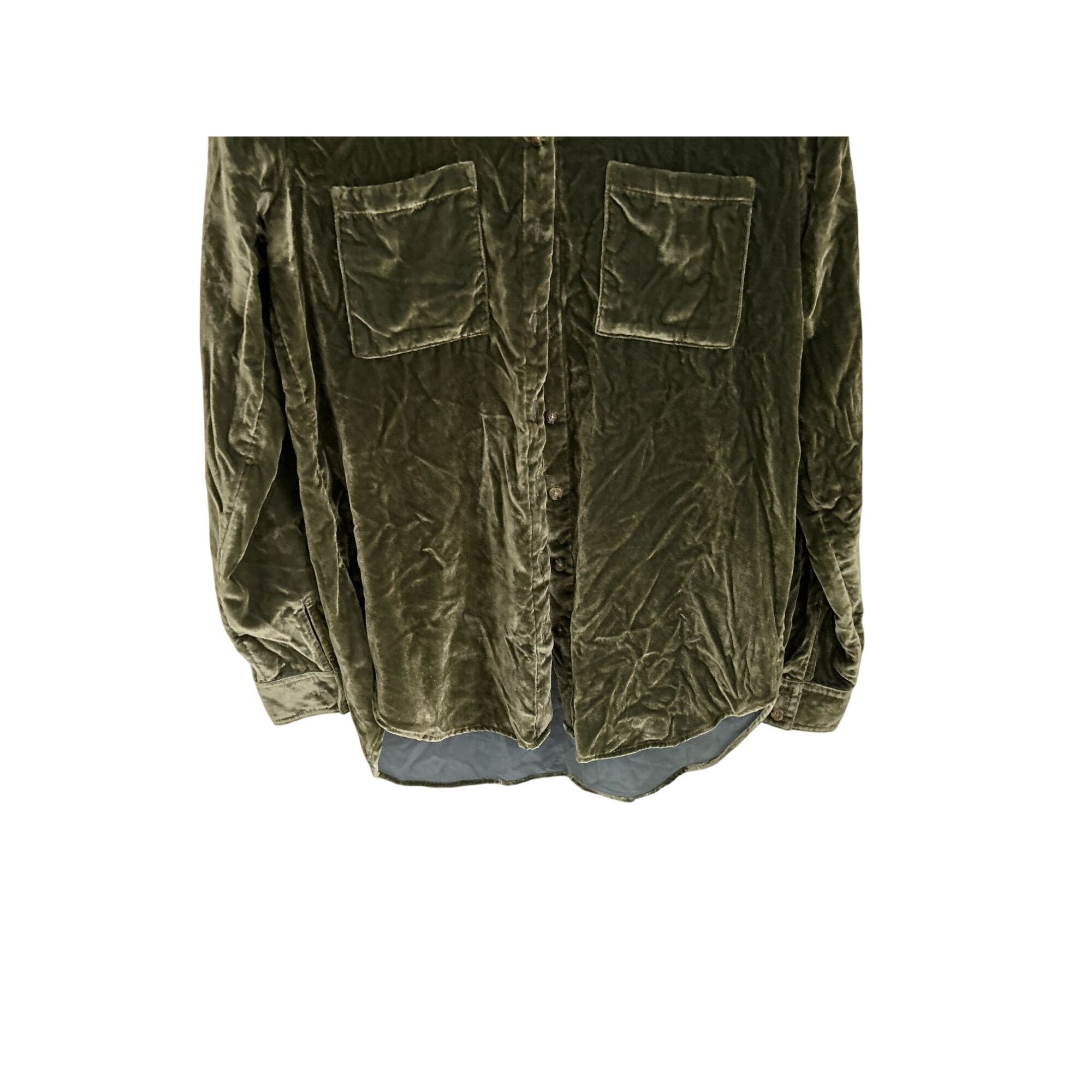 Anthropologie Anthropologie Maeve Karina Green Velvet Button Down Long Sle Size M / US 6-8 / IT 42-44 - 5 Thumbnail