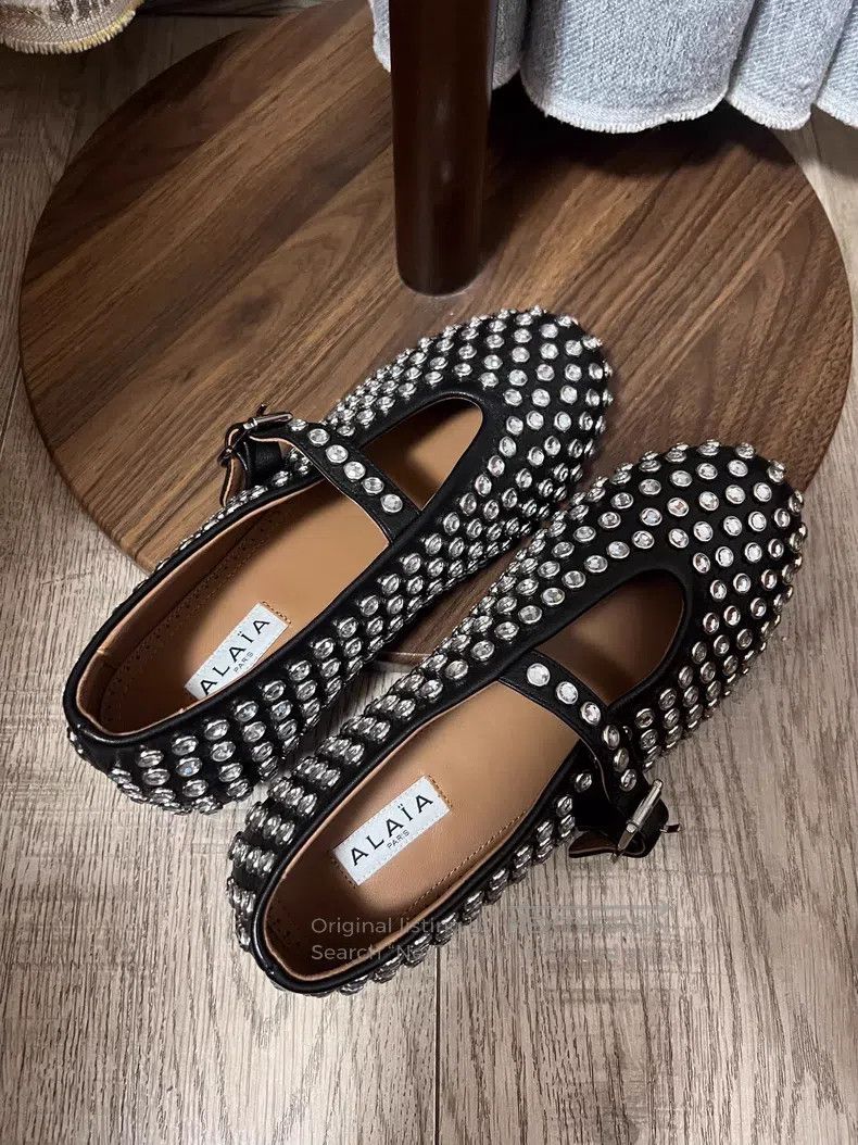 Alaia Alaia Black crystal embellished ladies ballet shoes Size US 5.5 / IT 35.5 - 1 Thumbnail