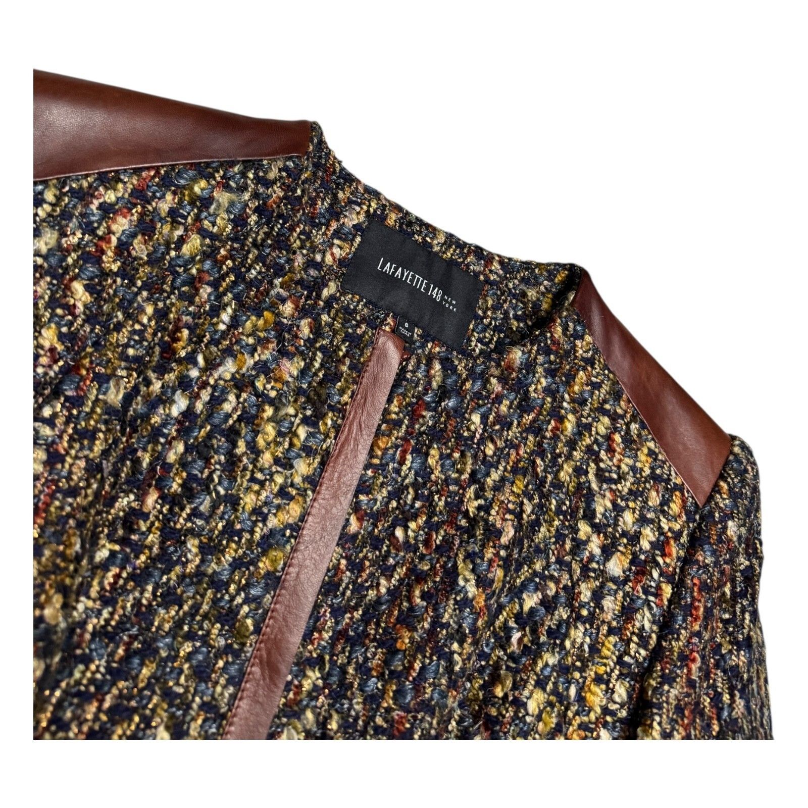 Lafayette 148 LAFAYETTE 148 Luxury Designer WOOL & LEATHER Jacket Size 6 Size S / US 4 / IT 40 - 5 Thumbnail