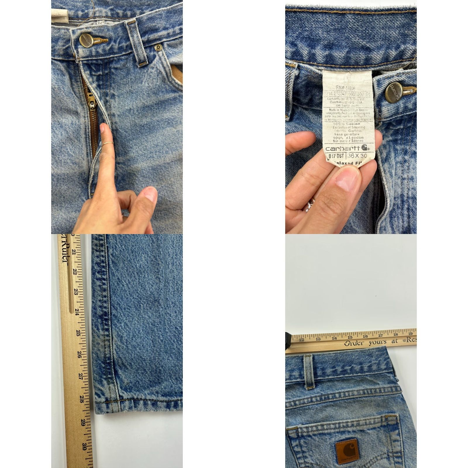 Carhartt Carhartt Jeans Mens 36x30 Blue Denim Distressed Relaxed Tapered Leg Outdoor Size US 36 / EU 52 - 8 Thumbnail