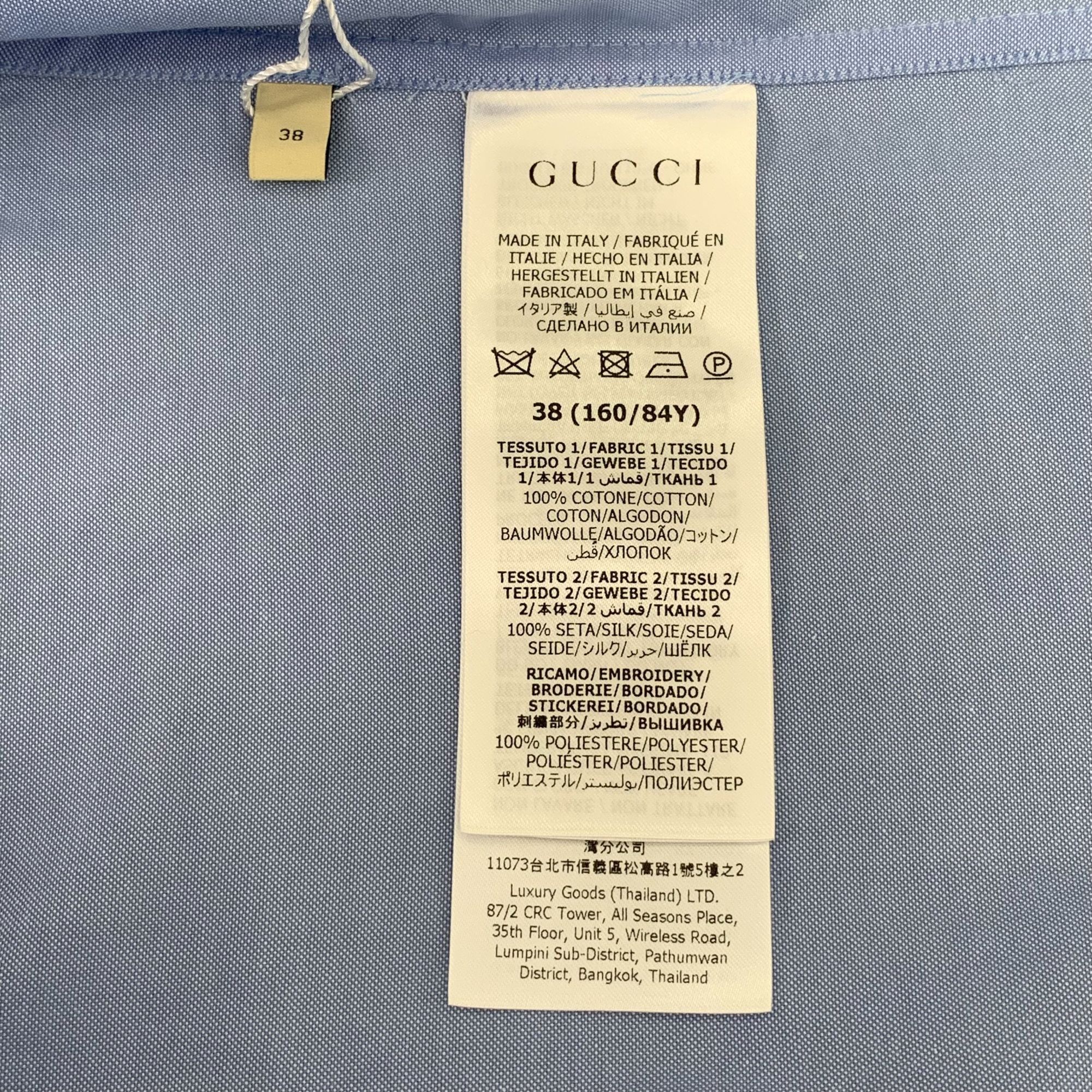 Gucci Gucci Womens Blue Cotton Long Sleeve Shirt With Pleated Fron Size S / US 4 / IT 40 - 5 Thumbnail