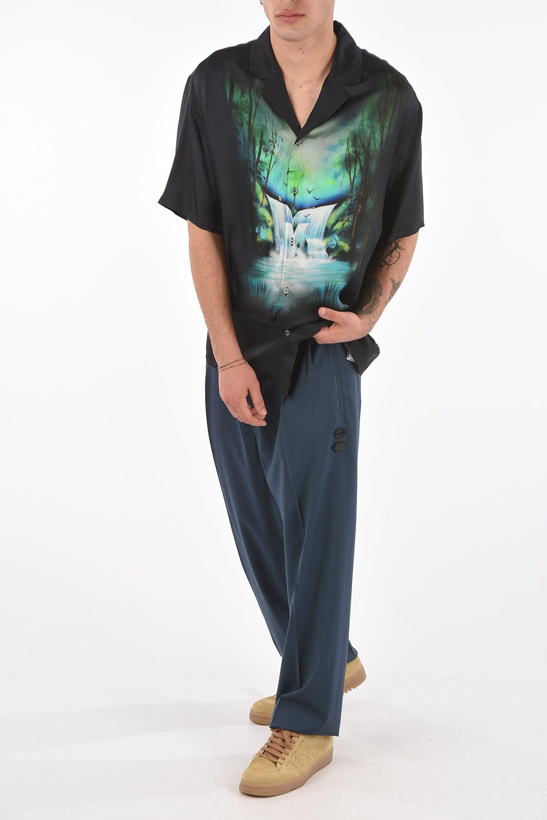 Off-White o1tko10825 Printed Satin Shirt in Multicolor Size US M / EU 48-50 / 2 - 6 Thumbnail