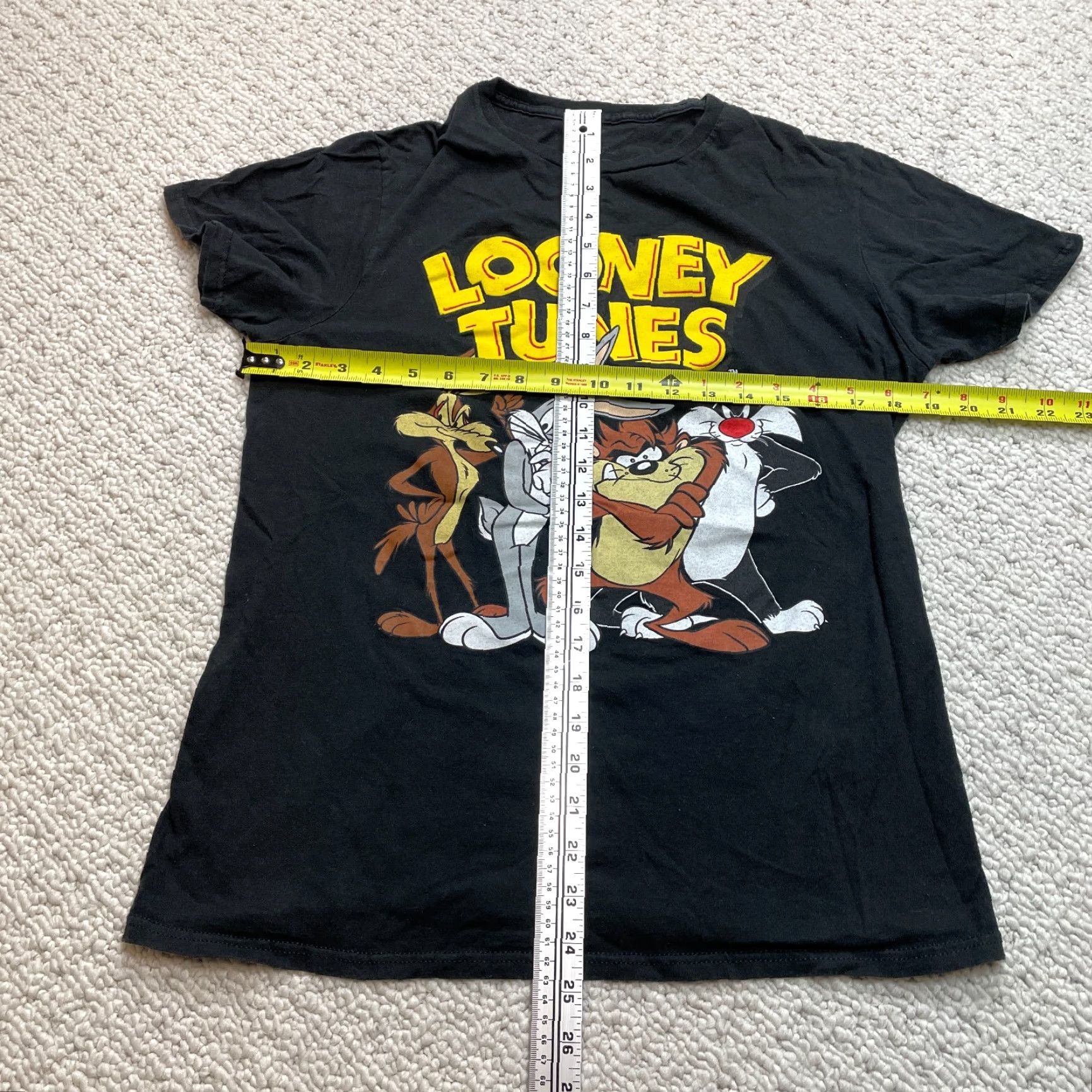 Vintage Looney Tunes Shirt Womens Medium Black Short Sleeve Cotton Cartoon Bugs Taz Size M / US 6-8 / IT 42-44 - 4 Thumbnail