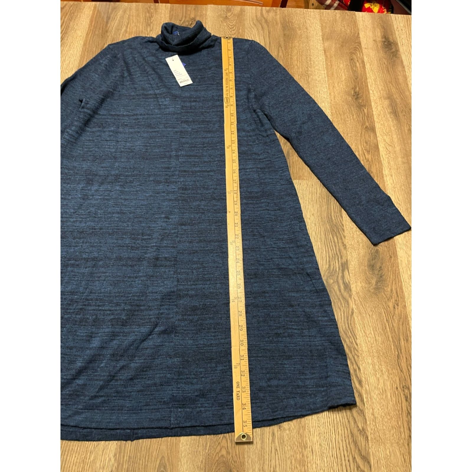 Apt. 9 Dress Women Petite Large Blue Turtleneck Long Sleeve Knee Length NWT  Solid Free Return