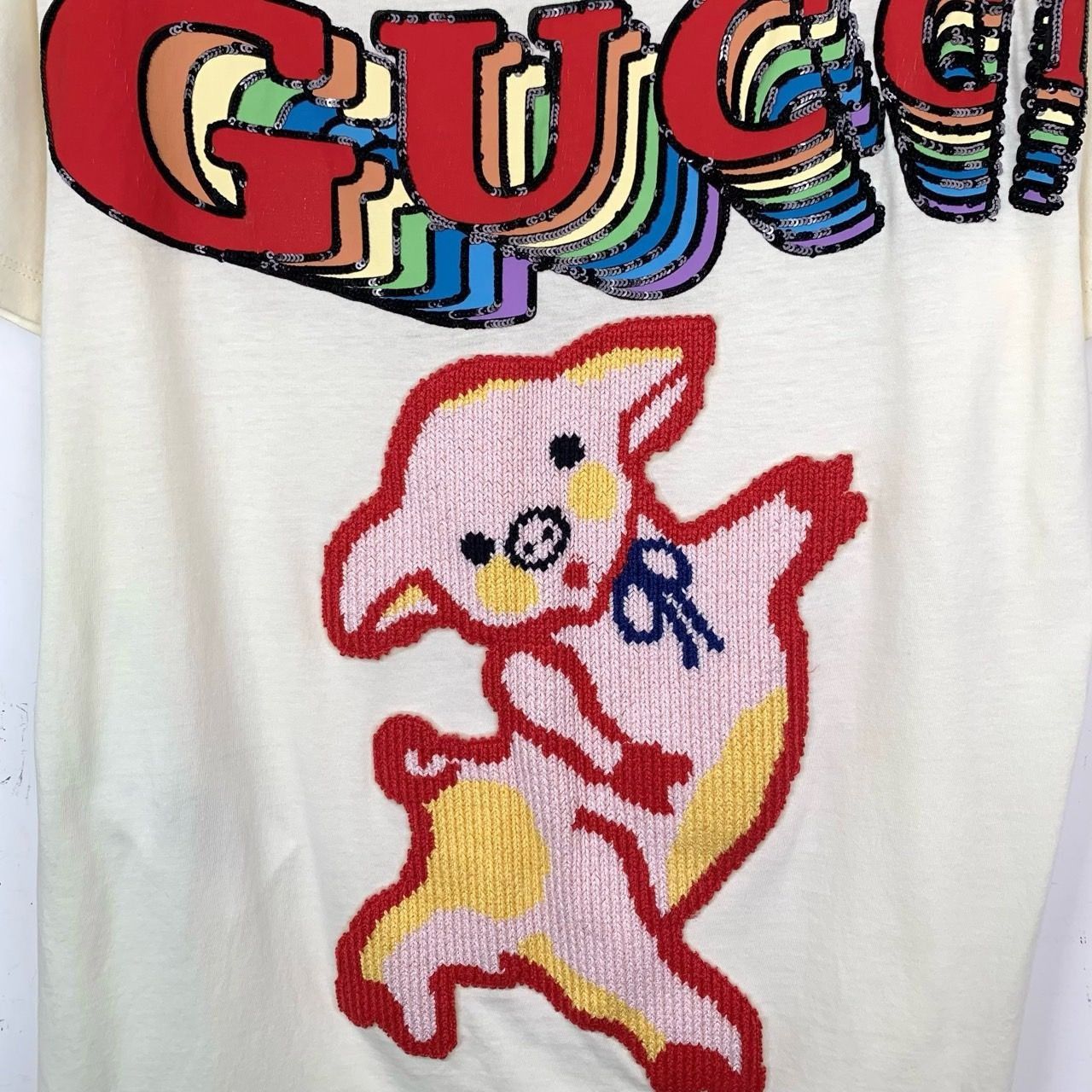 Gucci Gucci Logo Pig Embroidery Off-White Round Neck T-Shirt (Size Size XS / US 0-2 / IT 36-38 - 6 Thumbnail