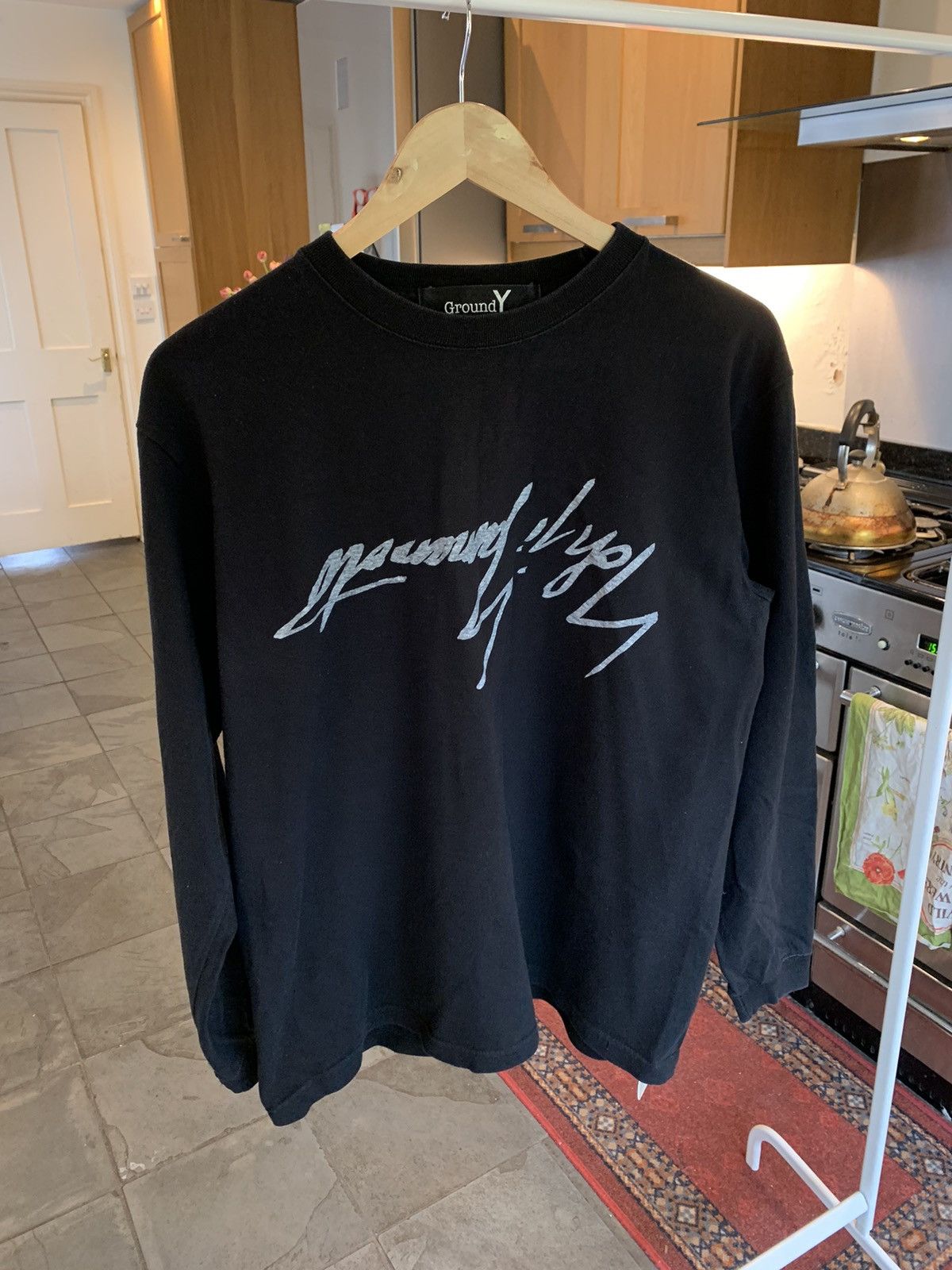 image of “ Groundy ” Reverse Logo Long Sleeve in Black, Men's (Size Small)