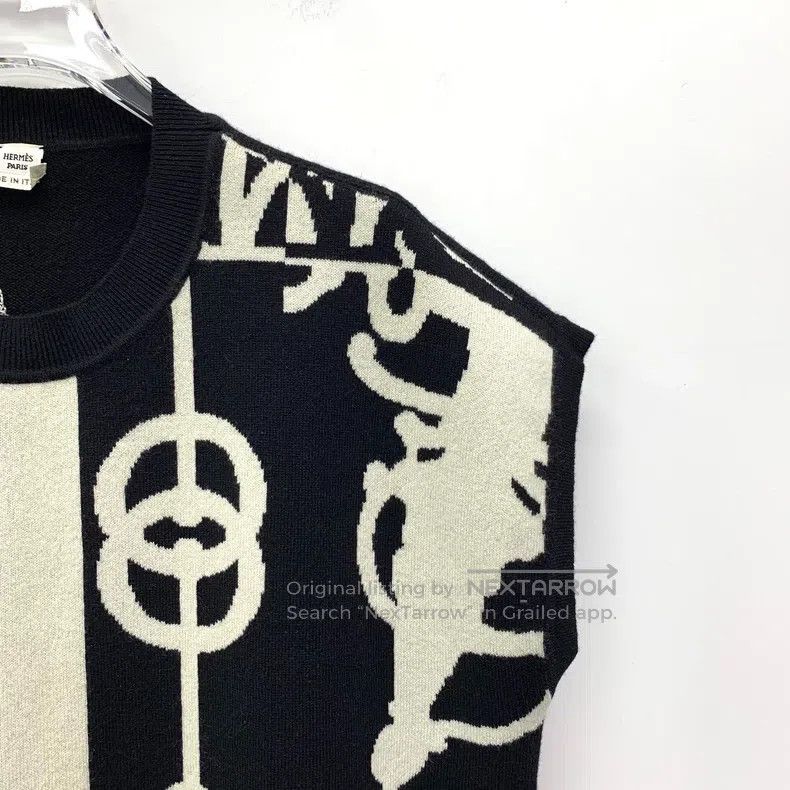 Hermes Hermes Black pattern letter intarsia cashmere round neck s Size XS / US 0-2 / IT 36-38 - 3 Thumbnail