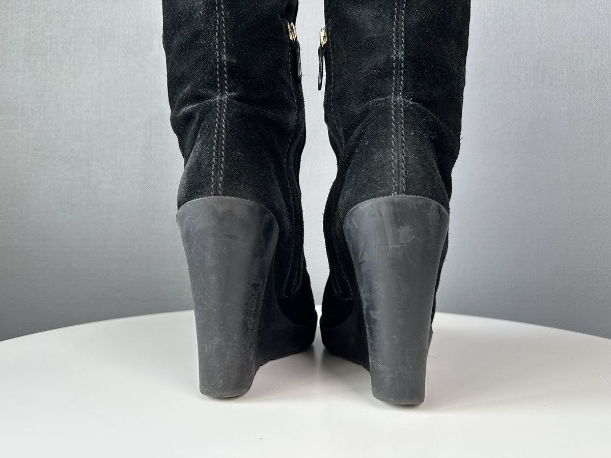 Gucci GUCCI Black Suede Horsebit Wedge Tall Boots Knee High EU 39 Size US 9 / IT 39 - 10 Thumbnail