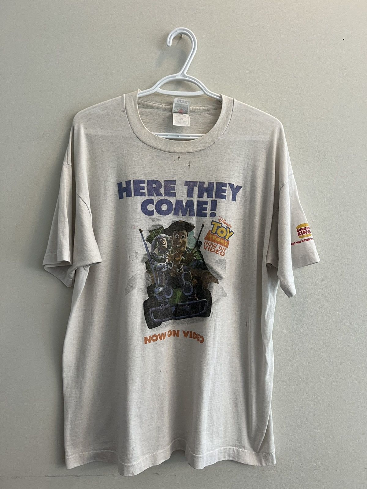 image of Fruit Of The Loom x Vintage 1995 Toy Story Movie Promo Shirt in White, Men's (Size XL)