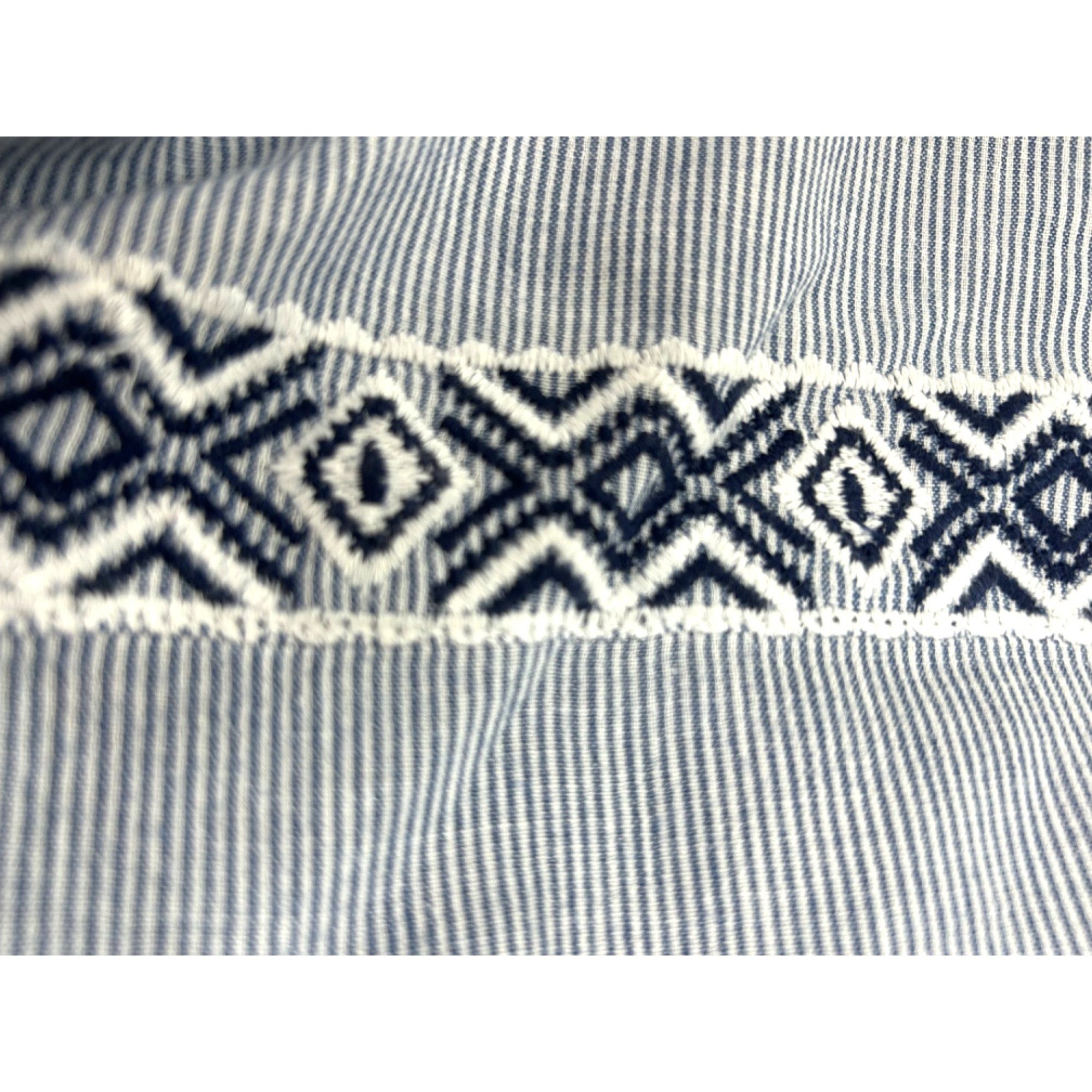 Other Westport Blouse 1X Blue White Peasant Boho Long Sleeve Embro Size XL / US 12-14 / IT 48-50 - 12 Thumbnail