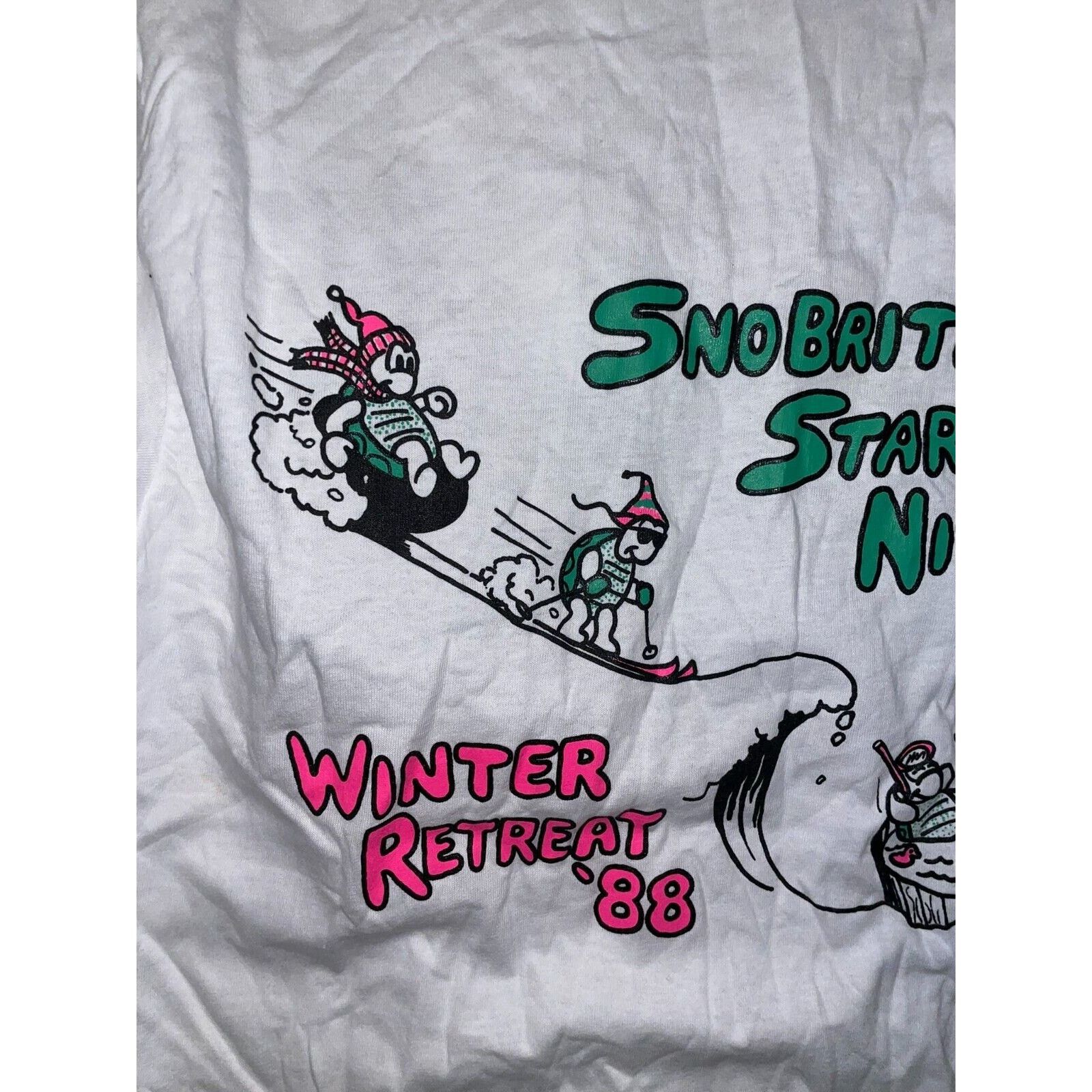 Jerzees Vintage Test Print Ski Wyoming Winter Retreat White Shirt Size US M / EU 48-50 / 2 - 9 Thumbnail
