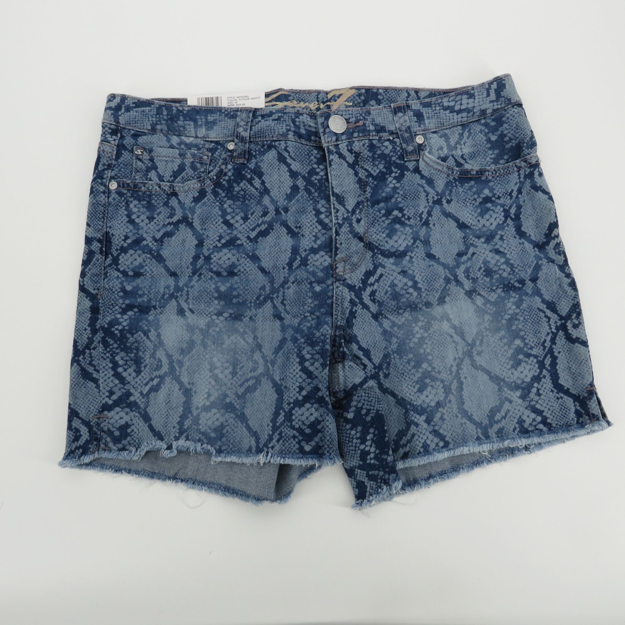Other Seven7 5" Inseam Weekend Fray Hem Denim Snake Print Shorts 1 Size 32" / US 10 / IT 46 - 4 Thumbnail