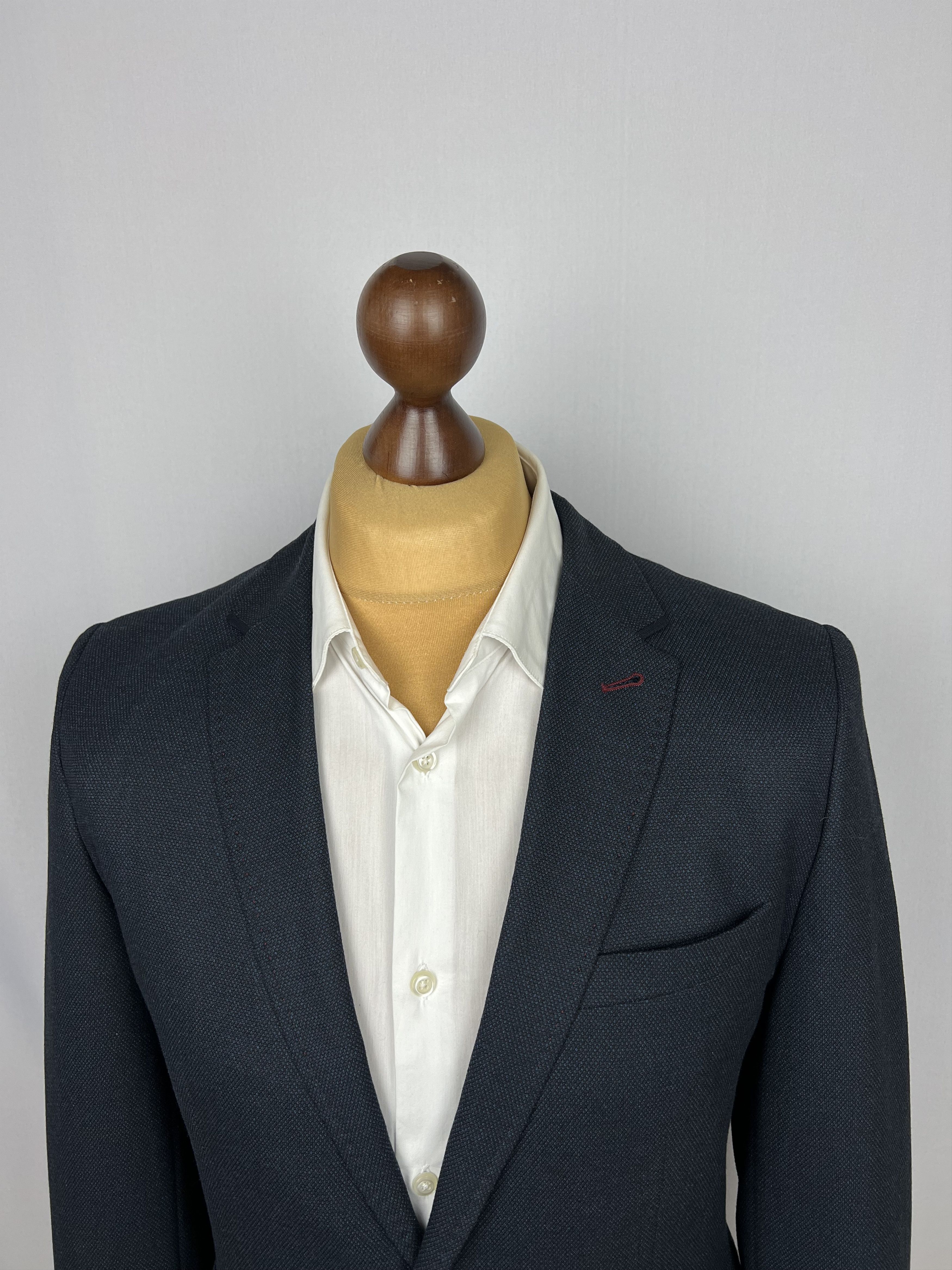 Ted Baker Solid Midnight-Blue Synthetic Blend Modern Sport Coat Size 40R - 5 Thumbnail