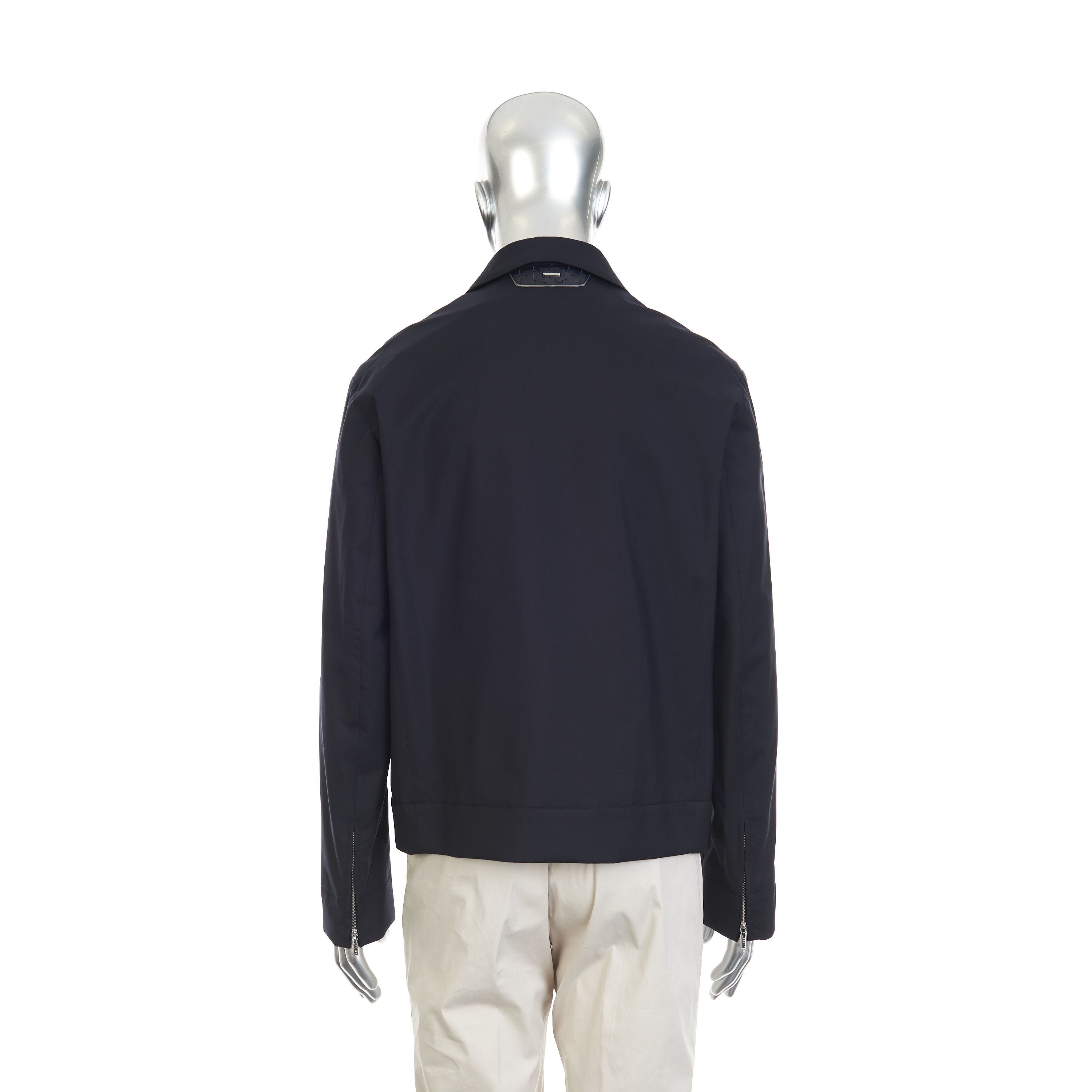 Zilli Dark Navy Bomber Jacket with Woven Leather Collar Size US M / EU 48-50 / 2 - 5 Thumbnail