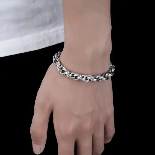 Jewelry Silver Chain Link Bracelet, Chunky Men's Bracelet Size ONE SIZE - 5 Thumbnail