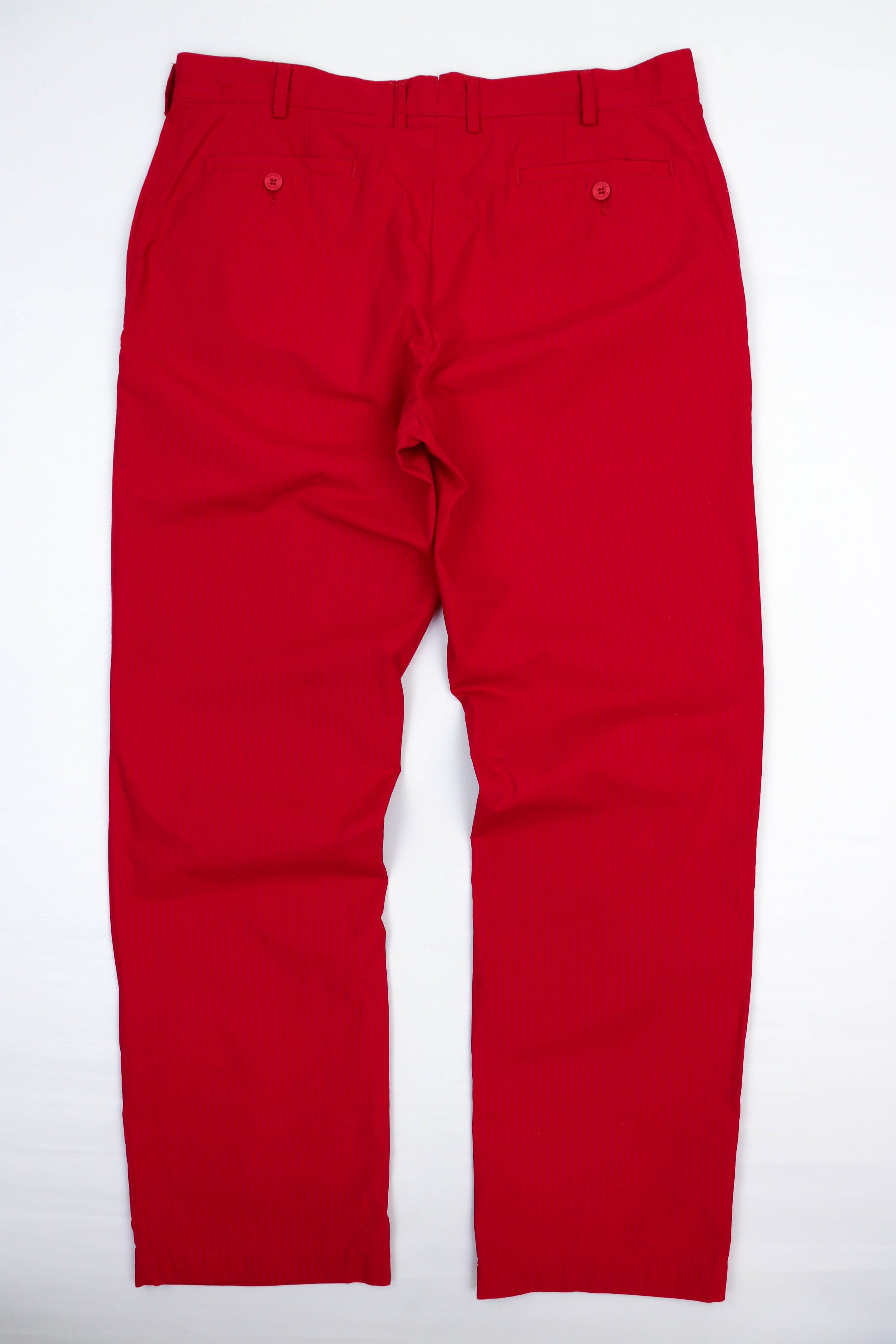 Superga Superga Vintage Micro Striped Red Cotton Trousers Pants Size US 36 / EU 52 - 2 Thumbnail