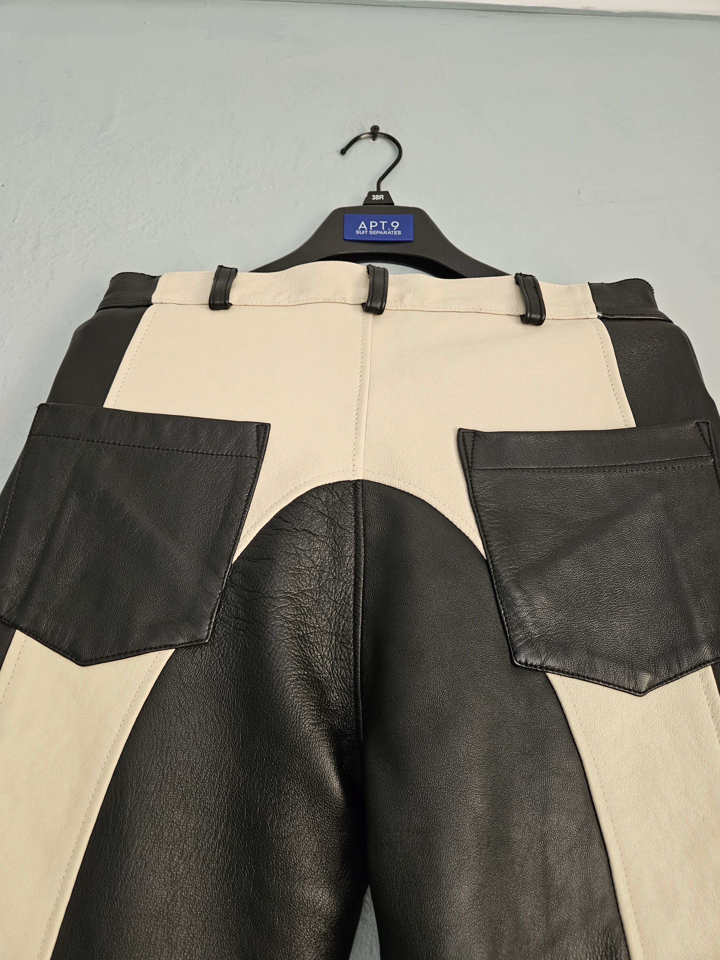 Satoshi Nakamoto Black Leather Moto Track Pants Size US 32 / EU 48 - 14 Thumbnail