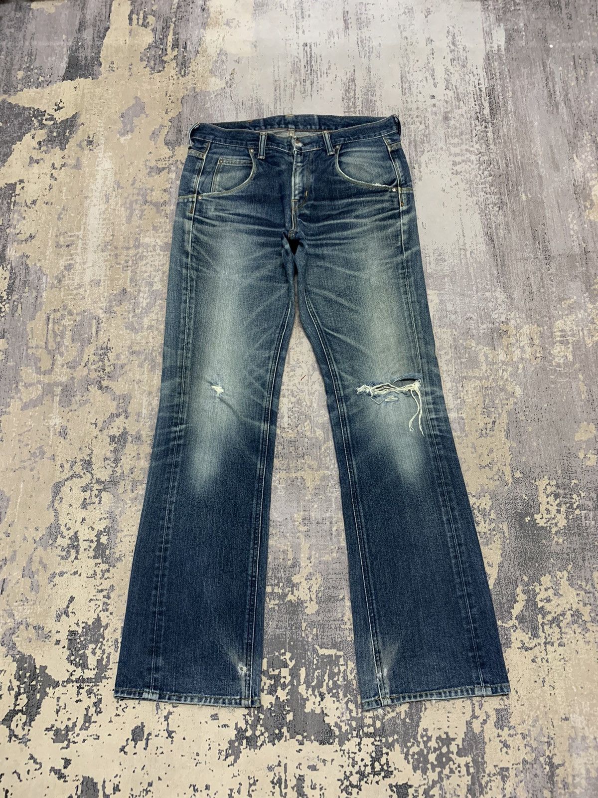 If Six Was Nine LEE Distress Faded Boot Cut Y2K Mud max style jeans Size US 31 - 1 Thumbnail