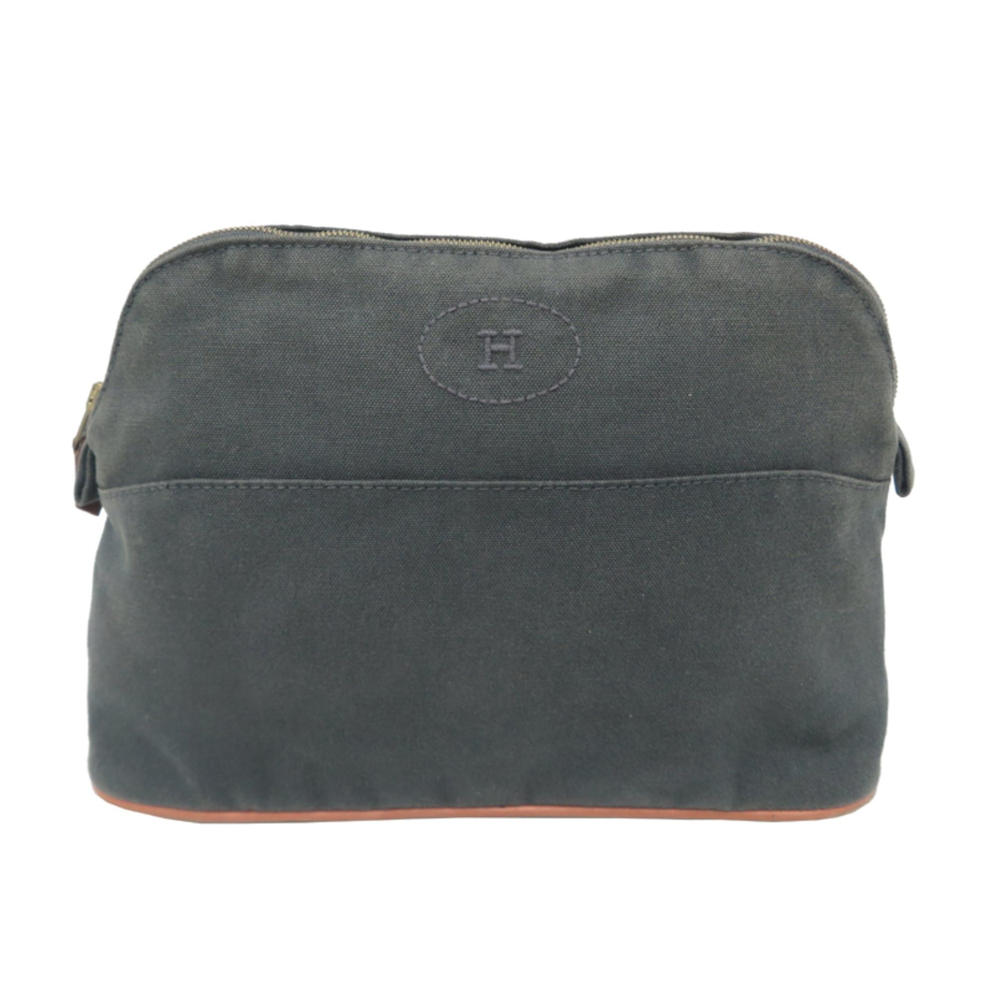 Hermes Hermes Bolide Pouch MM (Women's/Men's) Cotton Canvas Pouch, Gray Size ONE SIZE - 1 Thumbnail