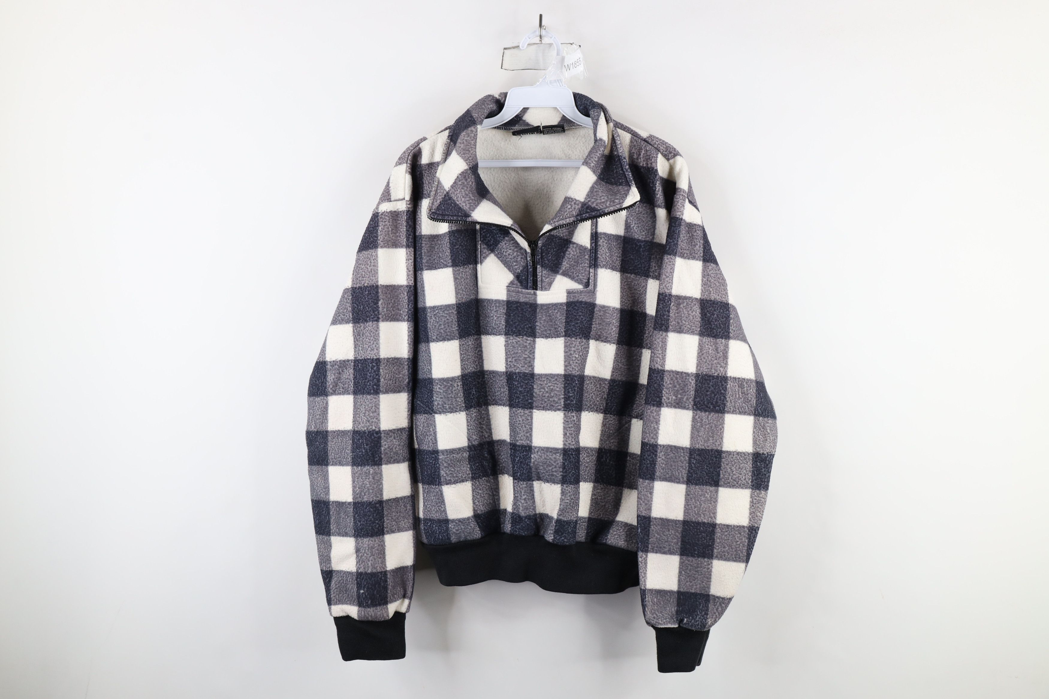 Vintage Vintage 90s Streetwear Fleece Pullover Sweater Plaid Size L / US 10 / IT 46 - 1 Thumbnail