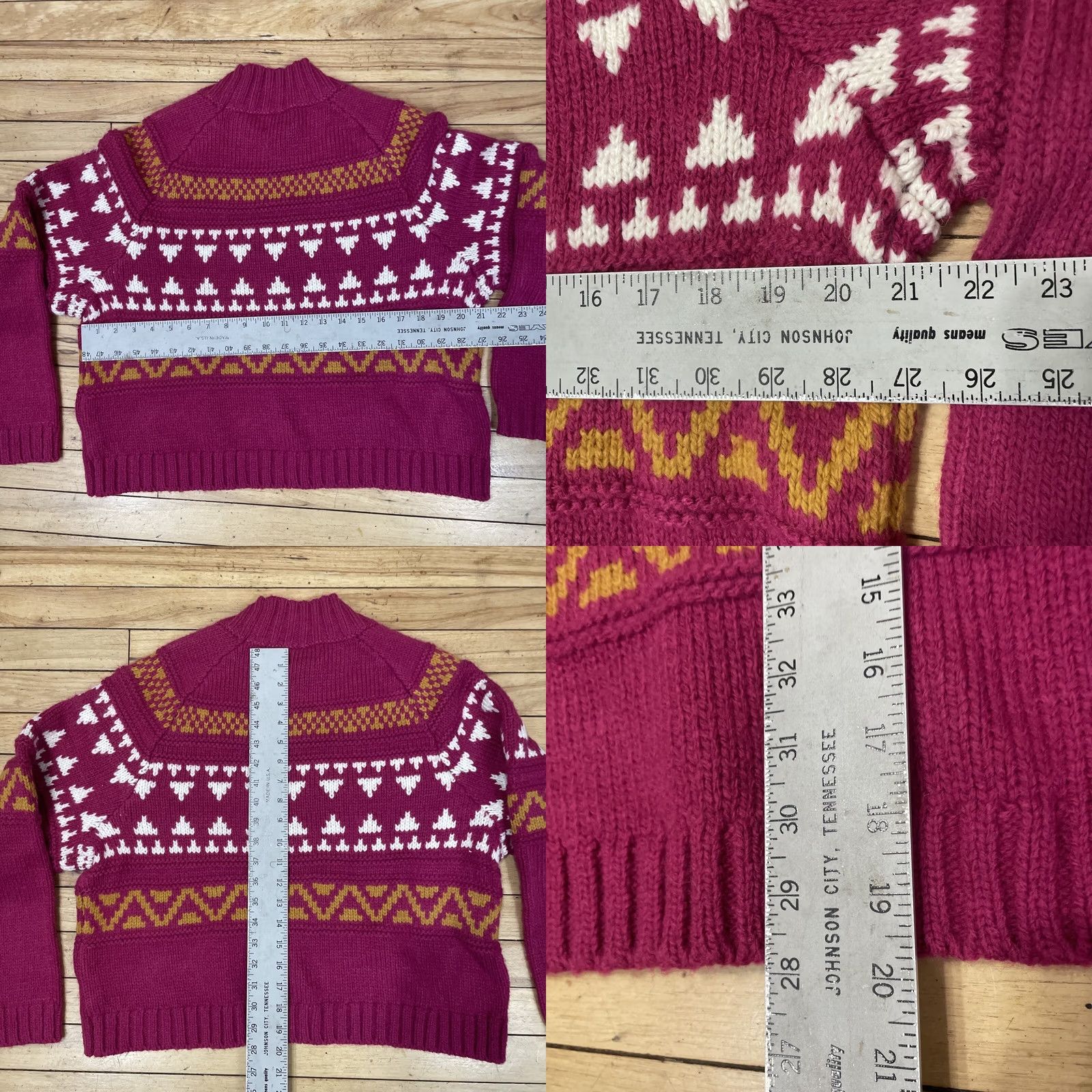 Vintage VINTAGE Universal Threads Crop Sweater Women L Fair Isle Magenta Orange Mock Neck Knit L Size L / US 10 / IT 46 - 8 Thumbnail