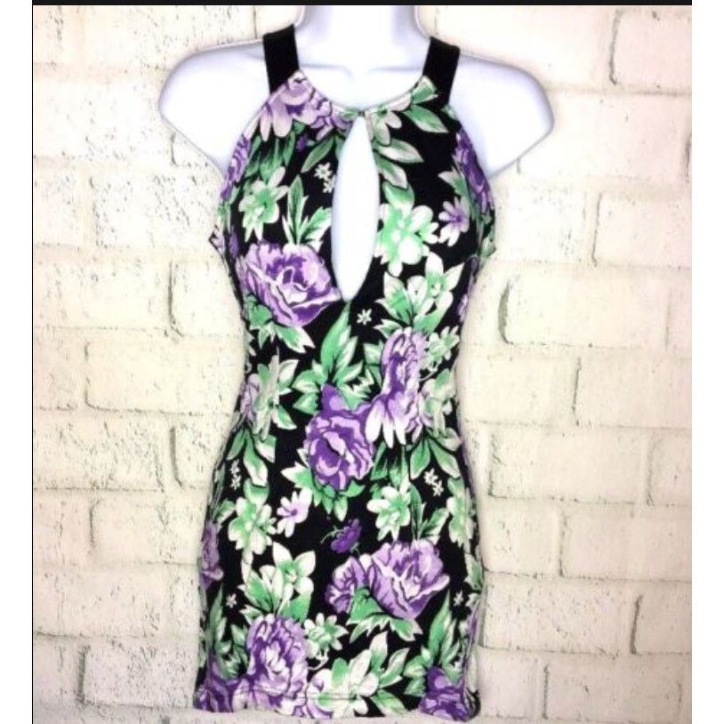 Other Maurie & Eve Floral Sheath Dress Purple Black Keyhole S Size S / US 4 / IT 40 - 3 Thumbnail