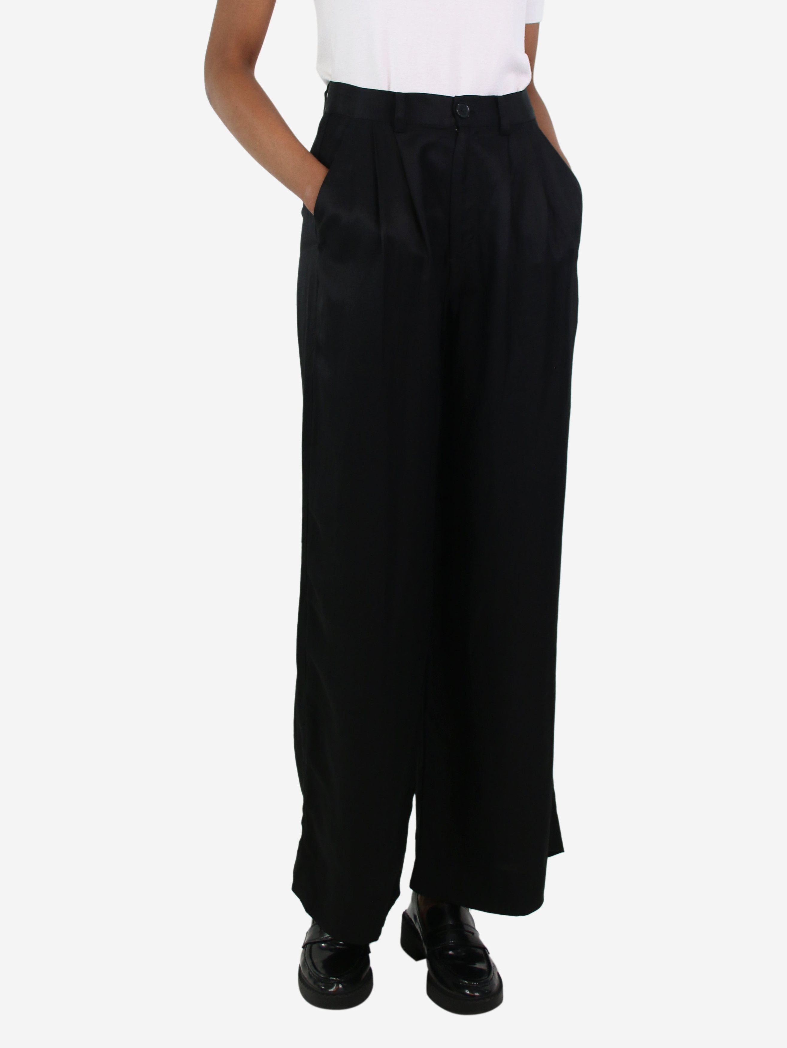 image of Anine Bing Black Wide-Leg Trousers - Size Uk 6, Women's