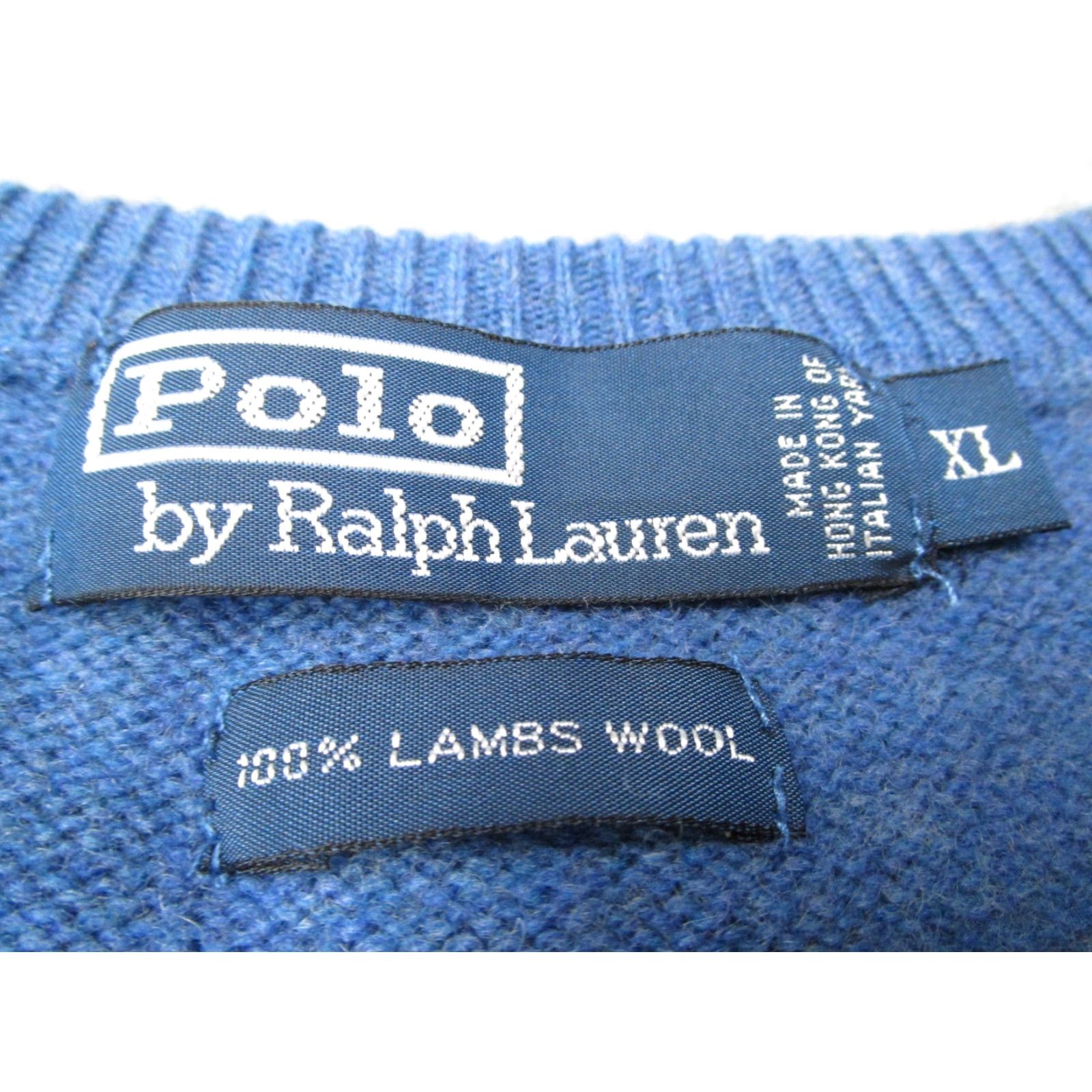 Polo Ralph Lauren VINTAGE Polo Ralph Lauren Mens XL Blue Long Sleeve Knit Pullover Sweater with Embroidered Pony - 100% Lambs Wool - Dry Clean Only Size US XL / EU 56 / 4 - 2 Thumbnail