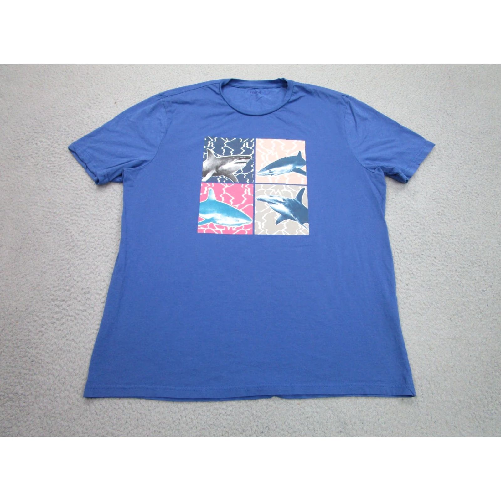 Mavi Mavi Blue Sharks T-Shirt Mens 2XL Short Sleeve Regular Fit Cotton Size US XXL / EU 58 / 5 - 2 Thumbnail