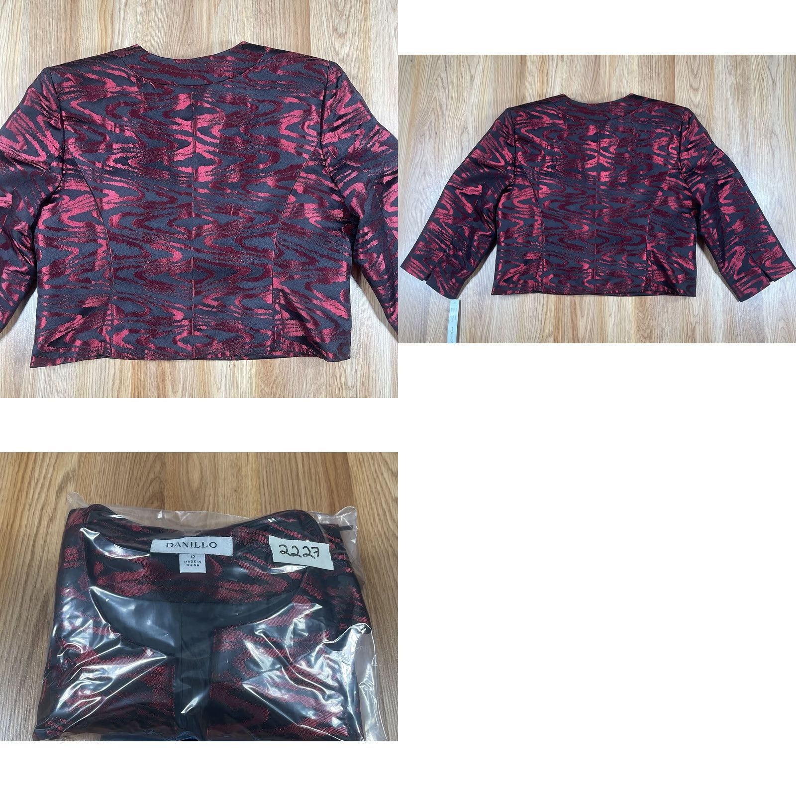 Vintage VINTAGE Danillo Blazer Woman’s 12 Red Black 100% Polyester Lined Jacket Coat Open NWT - Womens Blazer Jacket, Red Black, 12, Polyester, Open, NWT Size XL / US 12-14 / IT 48-50 - 10 Thumbnail