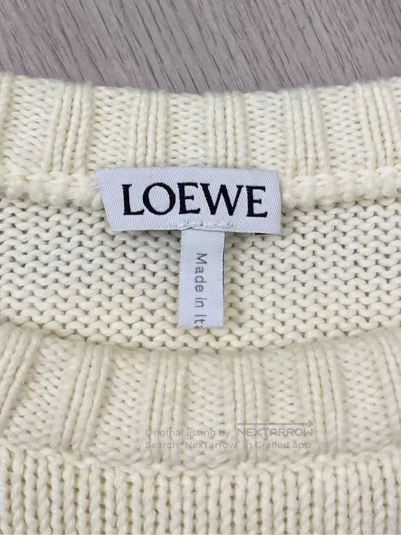 Loewe Loewe White Embroidered Logo Round Neck Sweater . Size US M / EU 48-50 / 2 - 5 Thumbnail