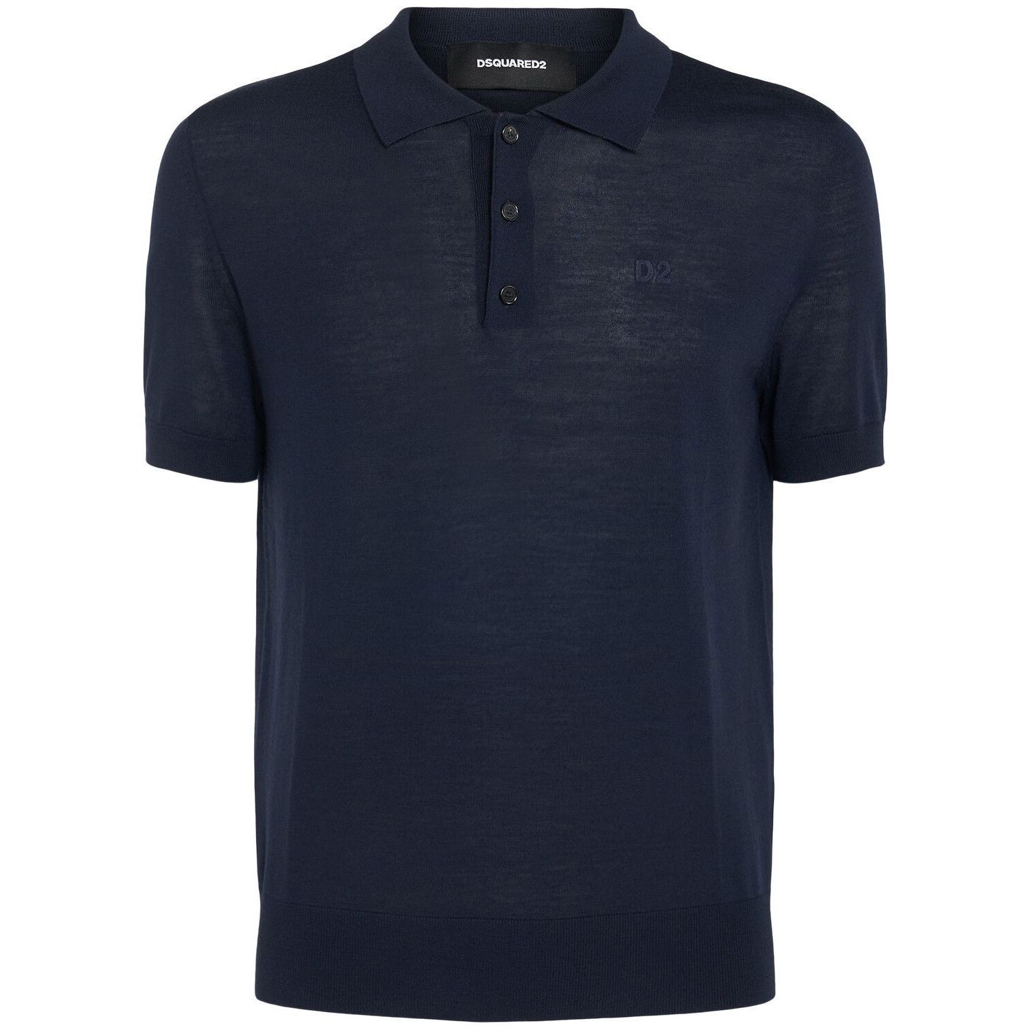 DSQUARED2 Men's D2 Navy Wool Polo Shirt New & Authentic (Men