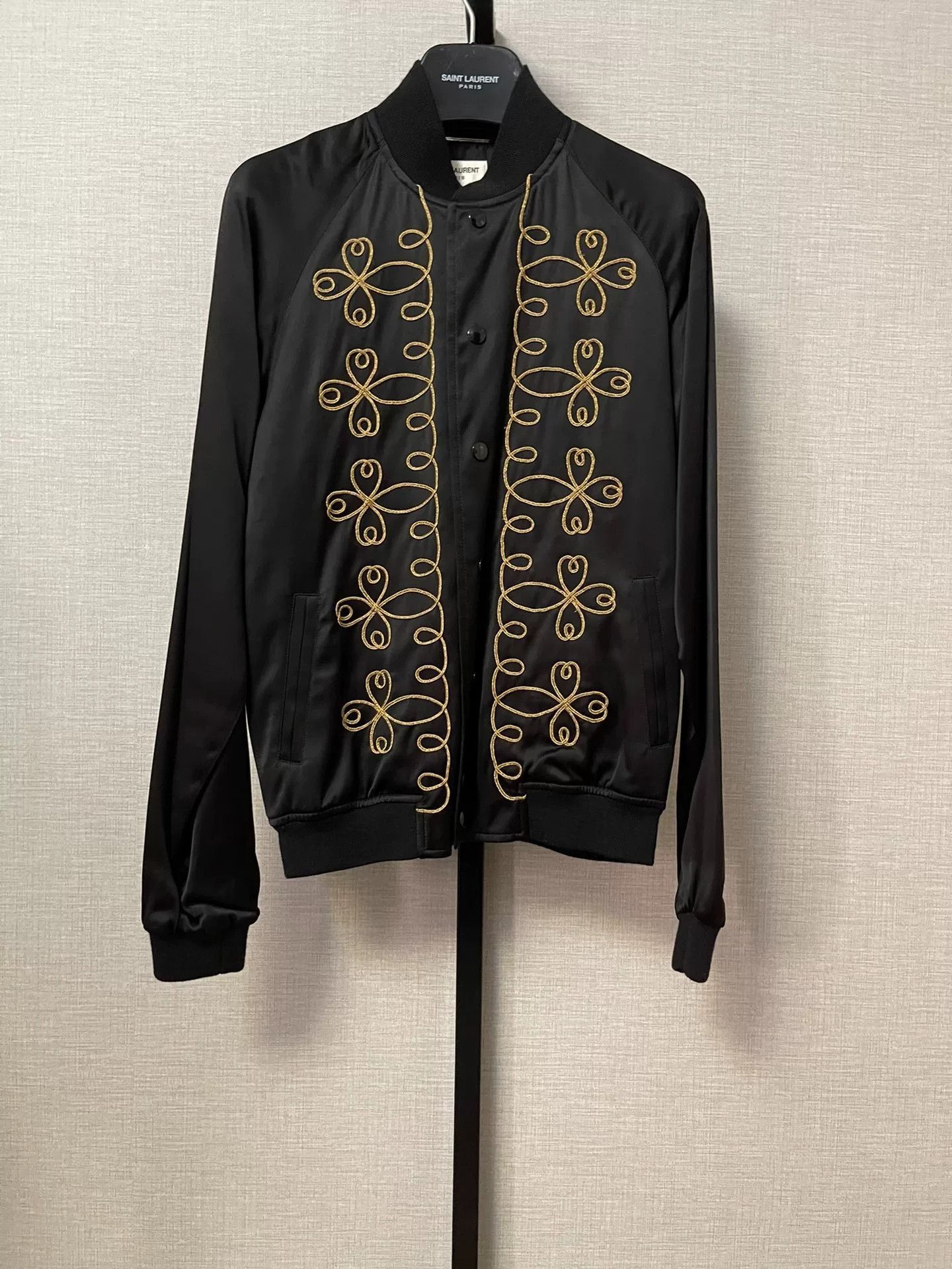 Saint Laurent Paris Saint Laurent Black Embroidered Teddy Jacket. Size US S / EU 44-46 / 1 - 1 Thumbnail