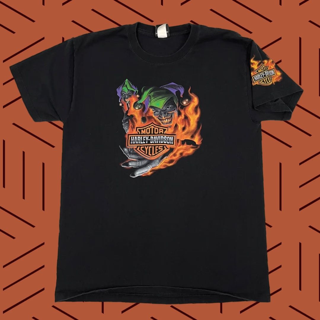 Harley Davidson Harley-Davidson Shirt Mens Large Black Jester Joker Flames Graphic 2006 Y2K Shirt Size US L / EU 52-54 / 3 - 1 Thumbnail