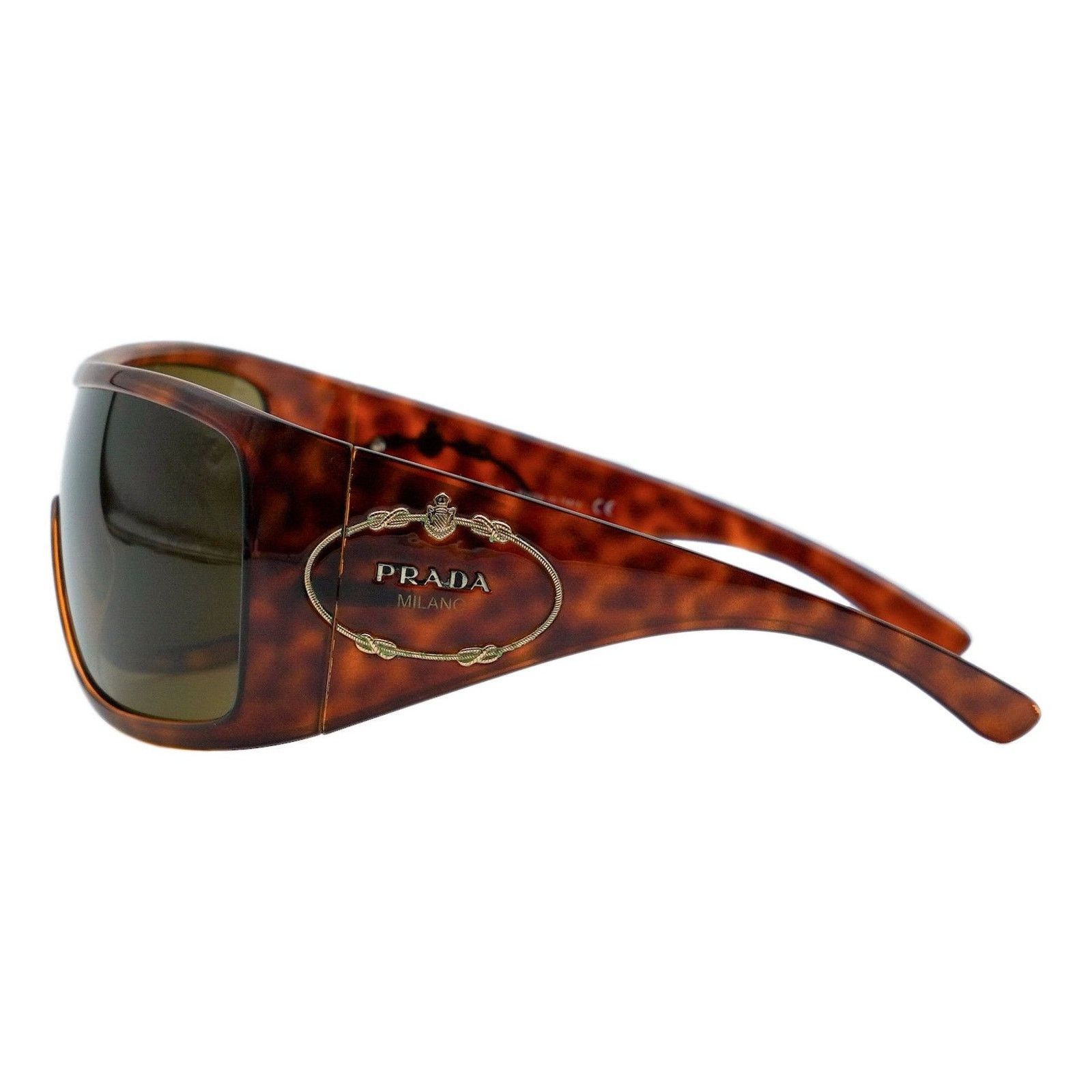 Prada Prada SPR 04H Brown Tortoiseshell Shield Logo Sunglasses Size ONE SIZE - 3 Thumbnail