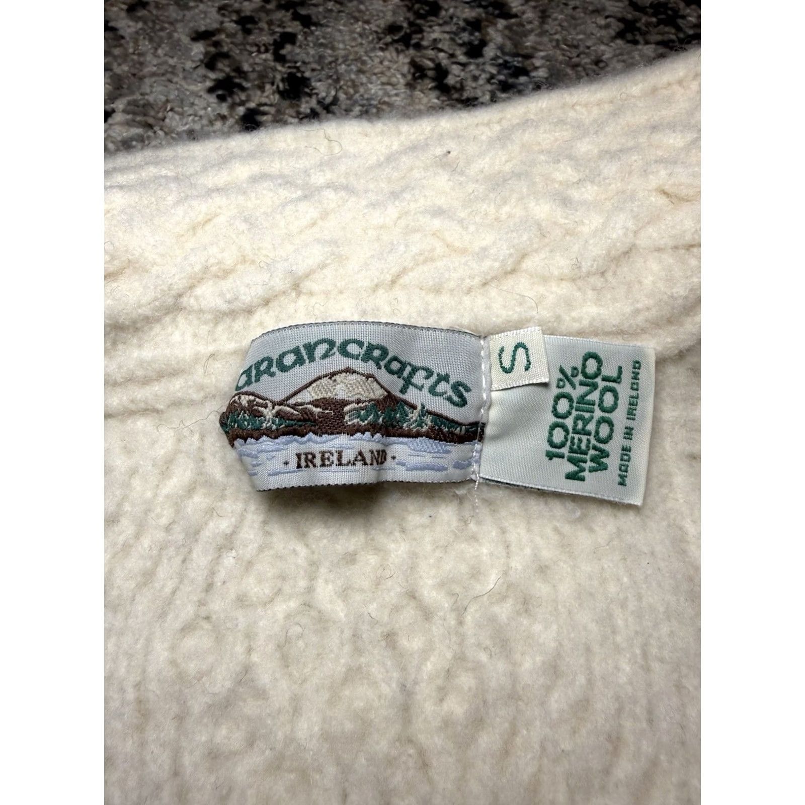 Vintage Aran Crafts Sweater Women Zip Merino Wool Asymmetrical Cable Knit Fisherman S Ivory Size S / US 4 / IT 40 - 5 Thumbnail