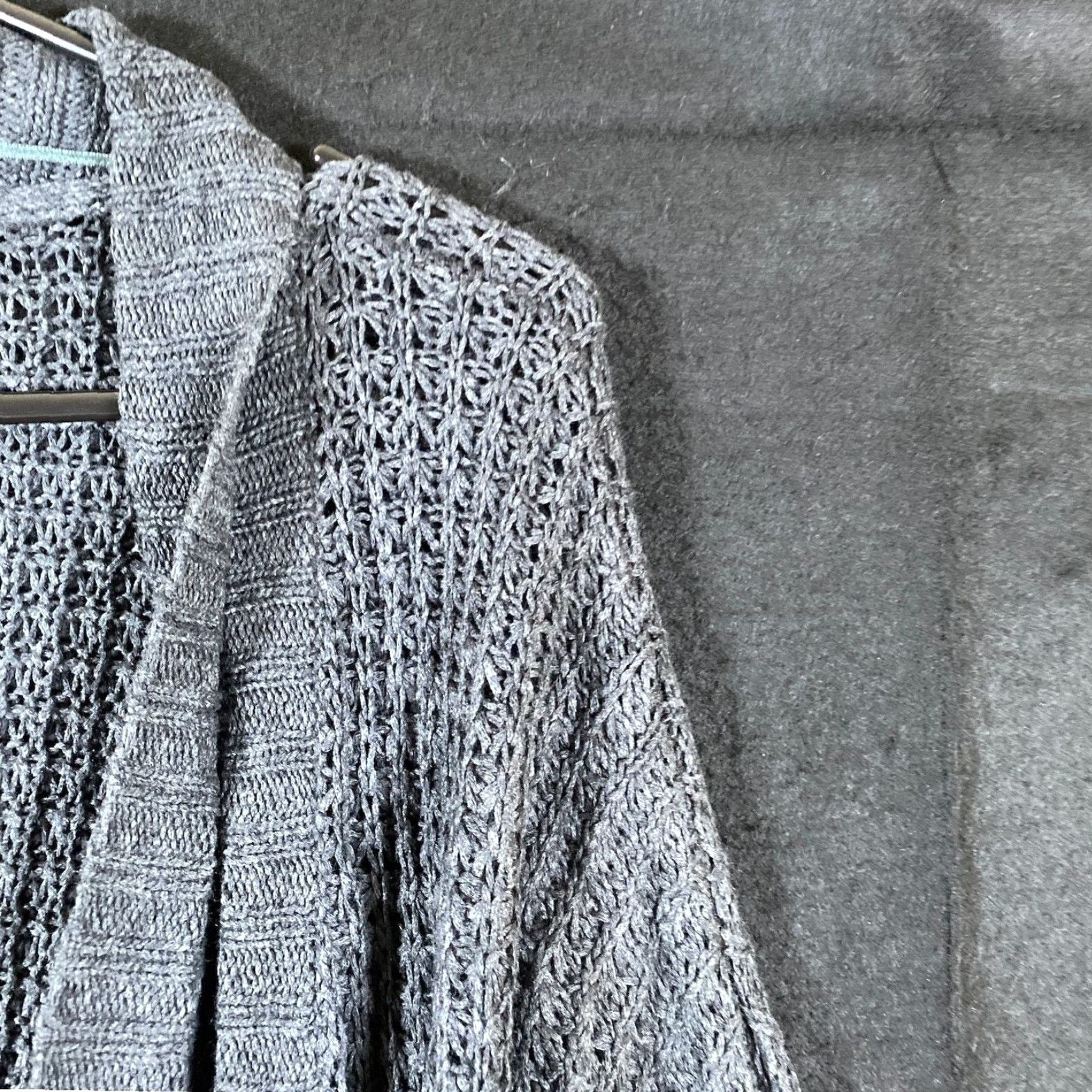 Vintage SONOMA Cardigan Sweater M Gray Open-Knit Cotton Blend Short Sleeve Fall Winter Casual Workwear Womens Size M / US 6-8 / IT 42-44 - 5 Thumbnail
